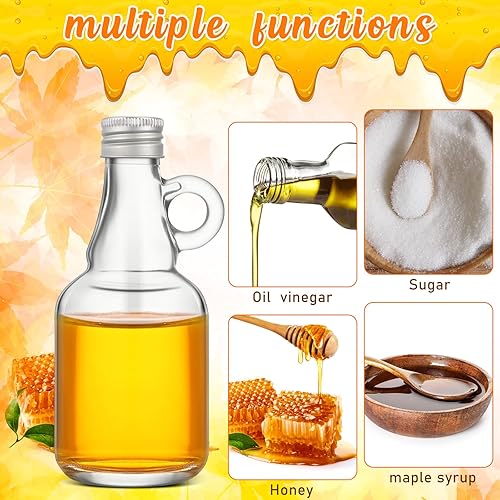 Miniatura 4 de Lallisa 24 mini botellas de jarabe de vidrio a granel de 1 onza botellas de jarabe de arce con mango de bucle, tapas de aluminio, recipiente vacío