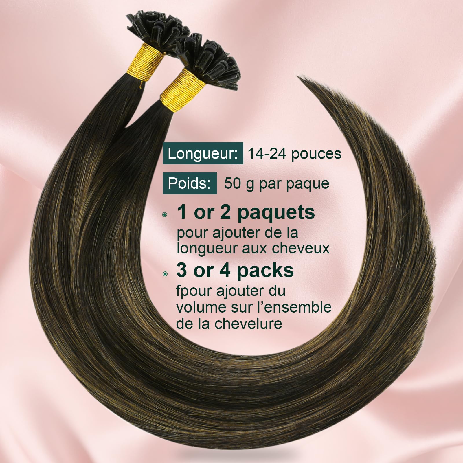 Kit Easyouth Extension Cheveux Naturel Adhesif Invisible et Extension Keratine Cheveux 2pack de 2/8/2 Longueurs 20pouces (total 100g) Extensions à Bandes en Cheveux Humains - Résultat Naturel
