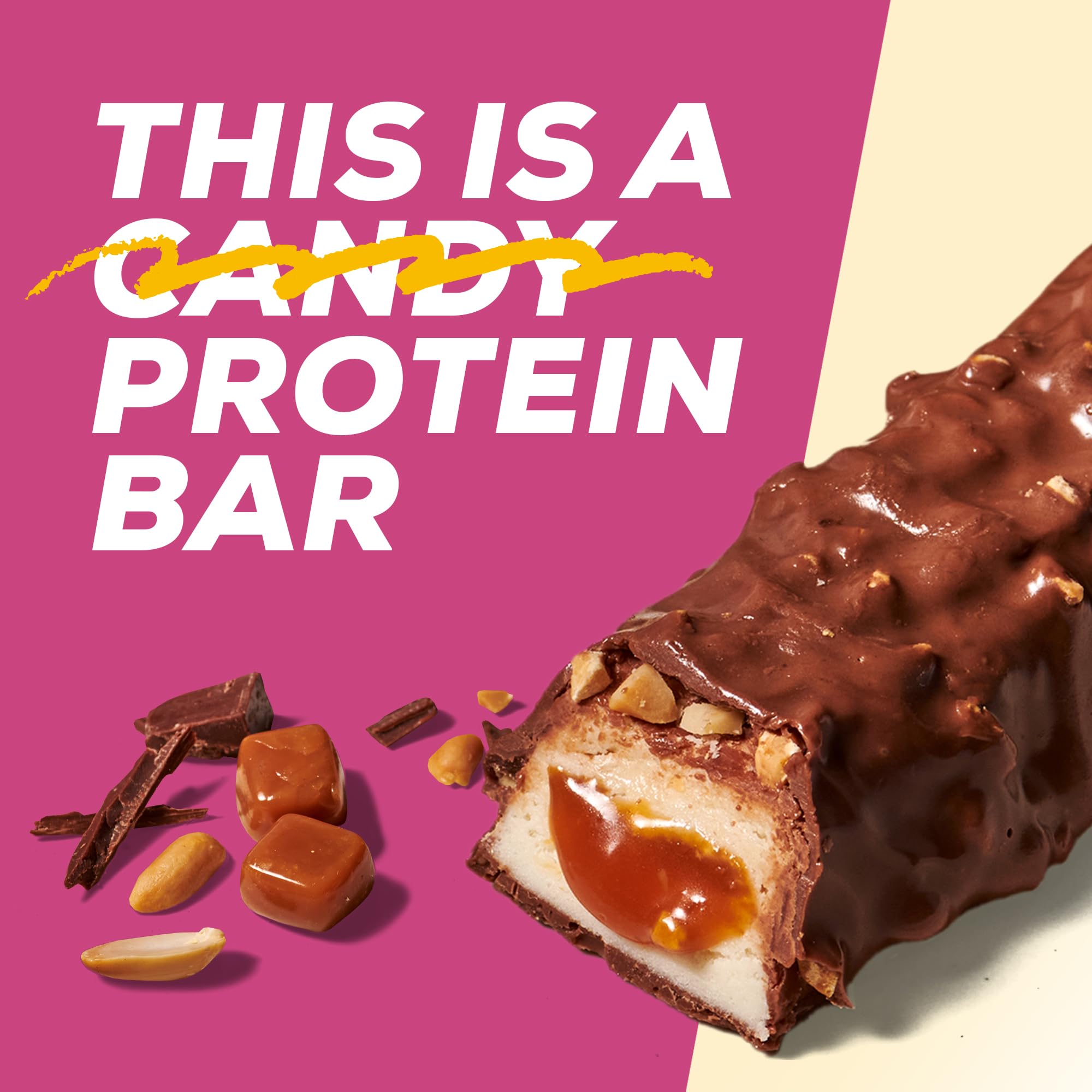 MaxiNutrition Barritas Creamy Core sabor a cacahuete y caramelo, 12 barritas proteicas de 45 g, 32% de proteína, 15 g por barrita, bajo en azúcar, sin azúcares añadidos, sin aromas artificiales