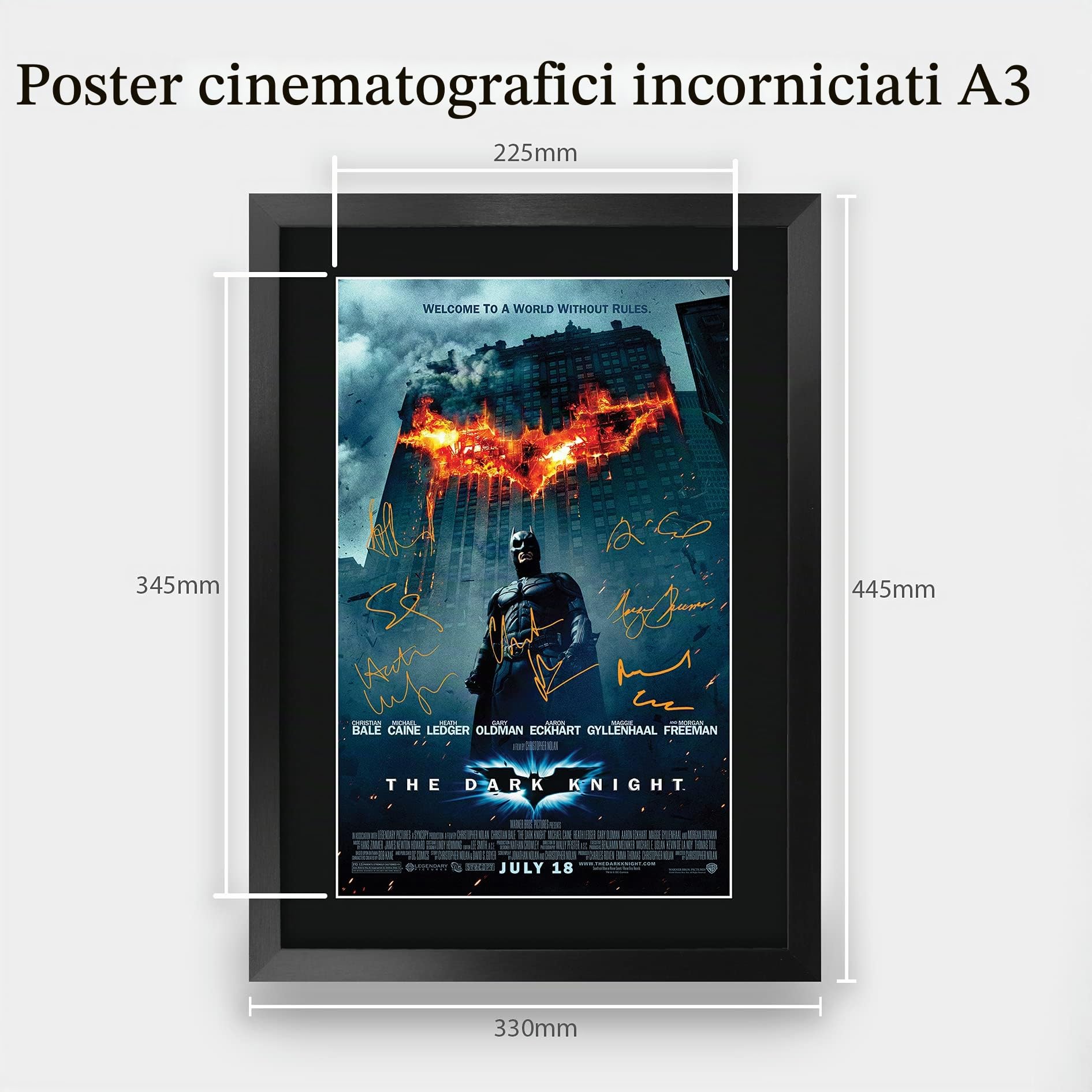 HWC Trading The Dark Knight Batman A3 Incorniciato Firmato Regalo Visualizzazione Delle Foto Print Immagine Autografo Stampato Per Gli Appassionati Di Cinema