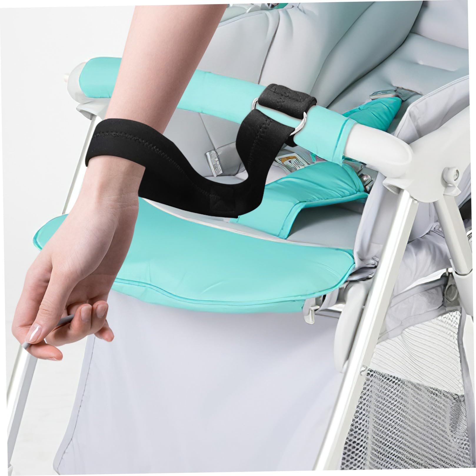Cinturino di Sicurezza da Polso per Passeggino, Nero Neoprene | Antiscivolo, Supporto di Sicurezza per Stroller e Pushchair, Accessorio Compatto