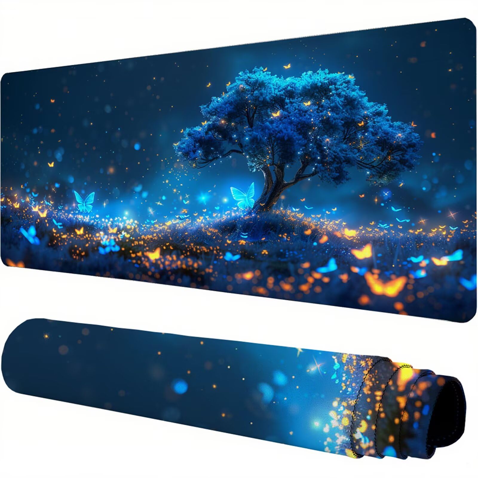 Niebieska podkładka pod mysz XXL 1500 x 800 x 3 mm uchwyt na biurko akcesoria antypoślizgowa gumowa podstawa i zszyte krawędzie podkładka pod mysz dla graczy do dekoracji biura dekoracyjnego, prezenty