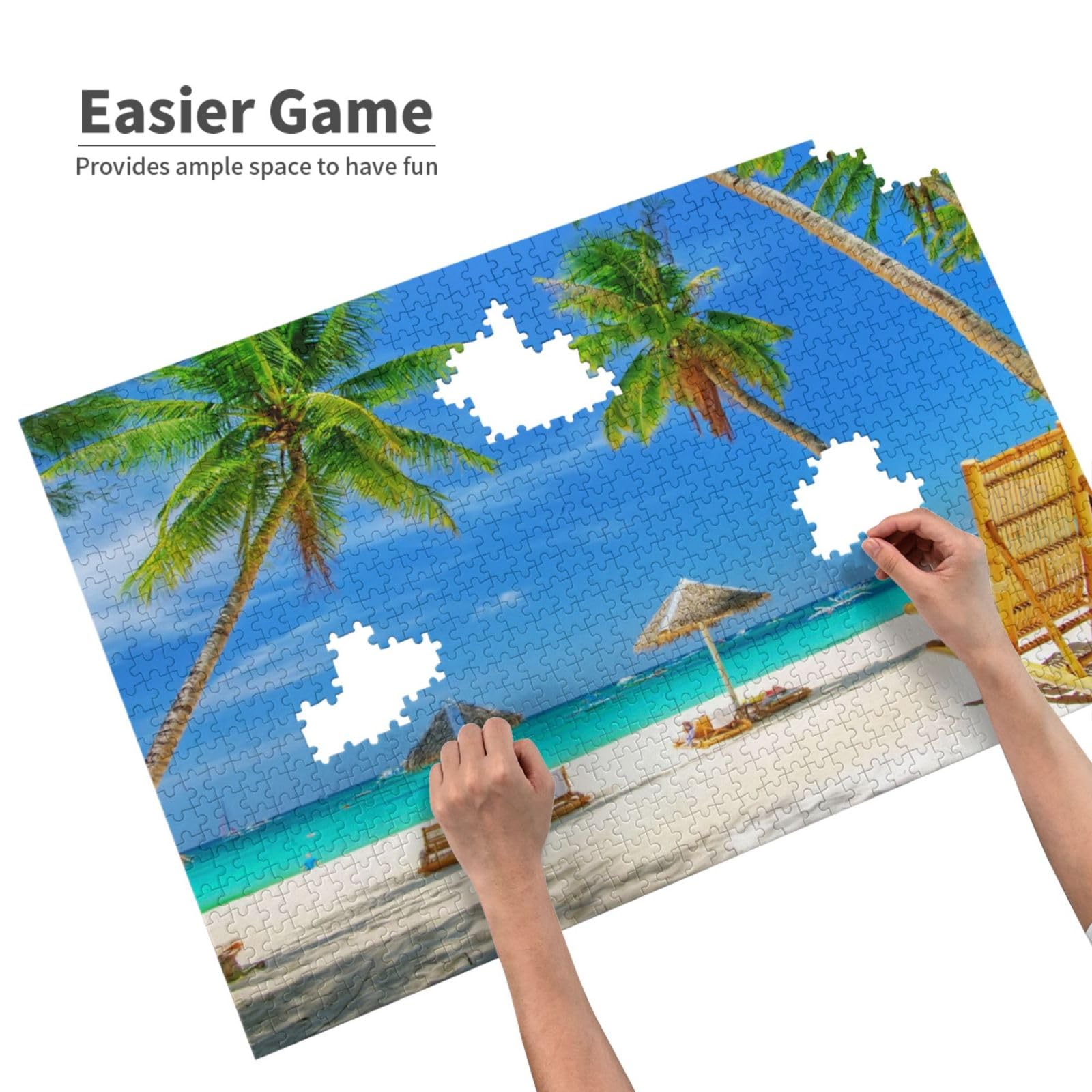 Gioco di puzzle per adulti, puzzle impegnativi, puzzle da 1000 pezzi, paesaggio marino con spiaggia