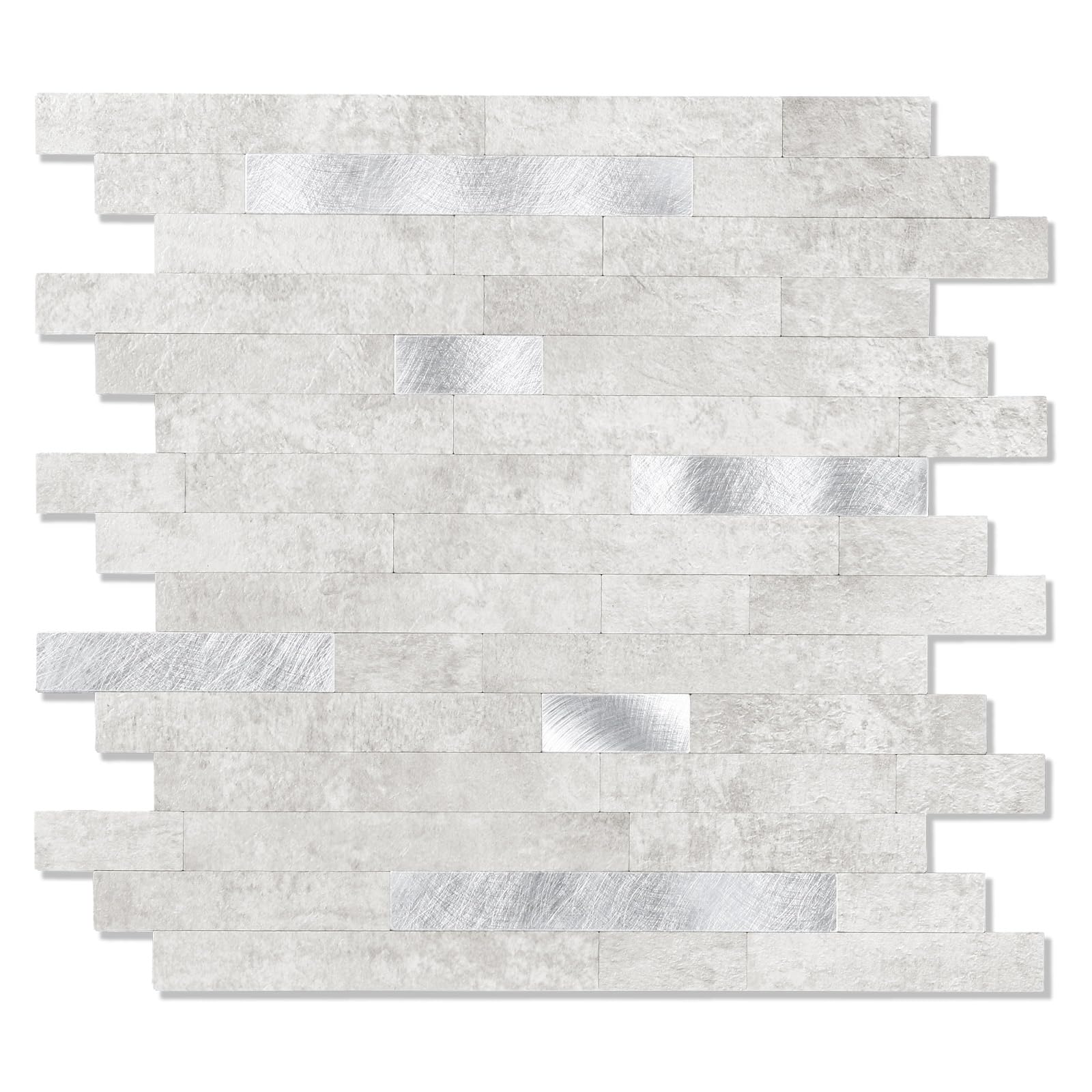 Yipscazo Peel and Stick Stone Metal Tile Backsplash, Stick on Tiles for Backsplash Kitchen, Bathroom, Laundry Room, Camper, Fireplace (12" X 12",1 Sheet in Gray Stone) โ image 1