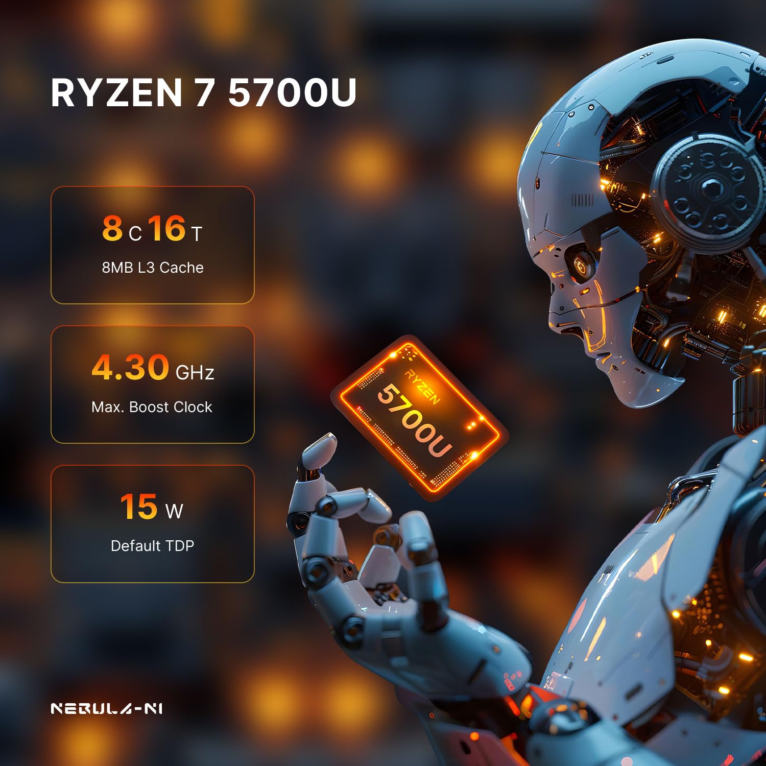 Origimagic Mini PC N1 Lite Ryzen 7 5700U (8C/16T, fino a 4,3 GHz)32 GB DDR4/1 TB M.2 SSD, Gaming Desktop Computer Pre-OS11 pro/WiFi6 E/RJ45LAN/Quad Display 4K UHD con VESA, Adatto per Scuola/Ufficio.