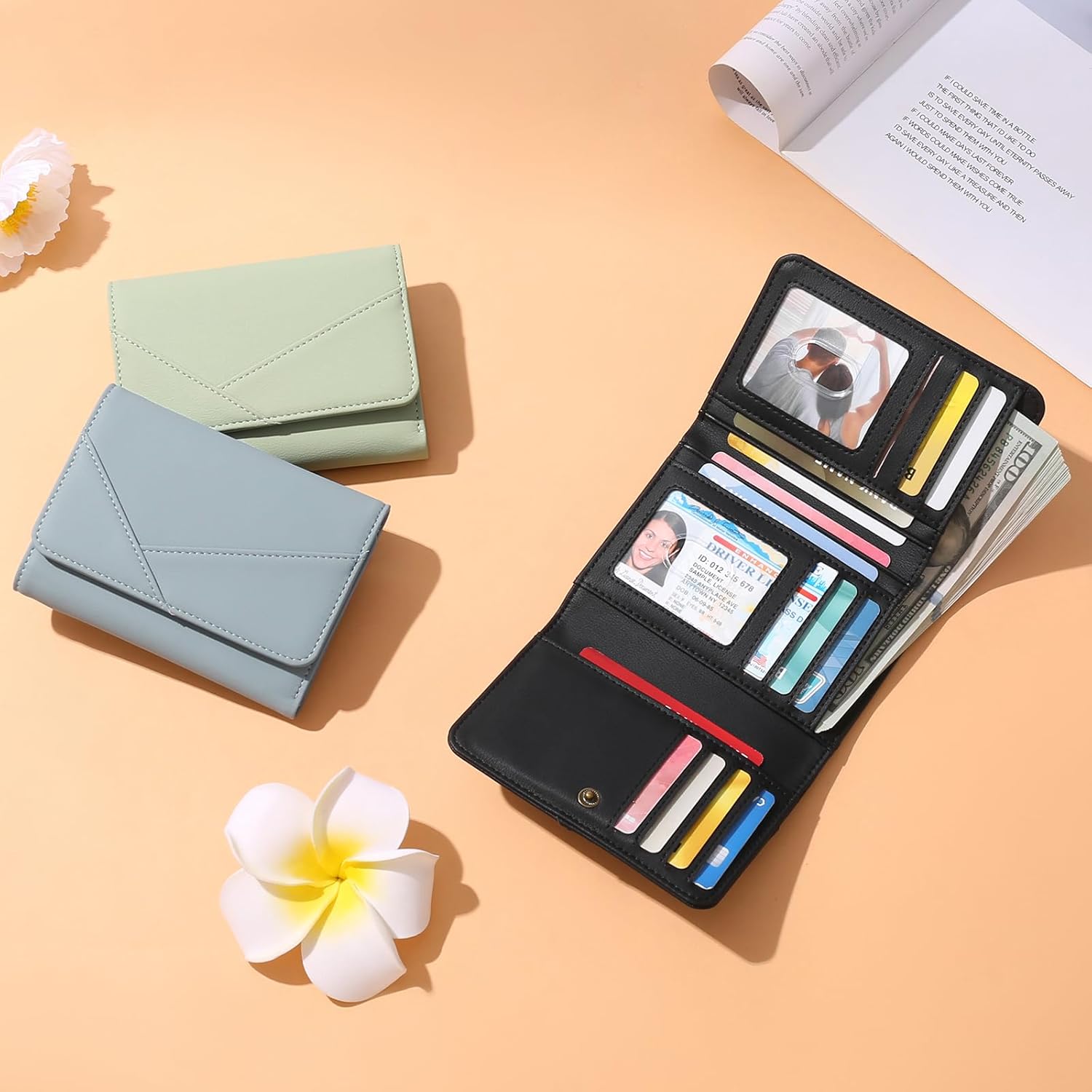 GAEKEAO Small Wallets for Women Leather RFID Blocking Trifold Ladies Wallets Credit Card Holder with Zipper Coin Pocket - Image 8