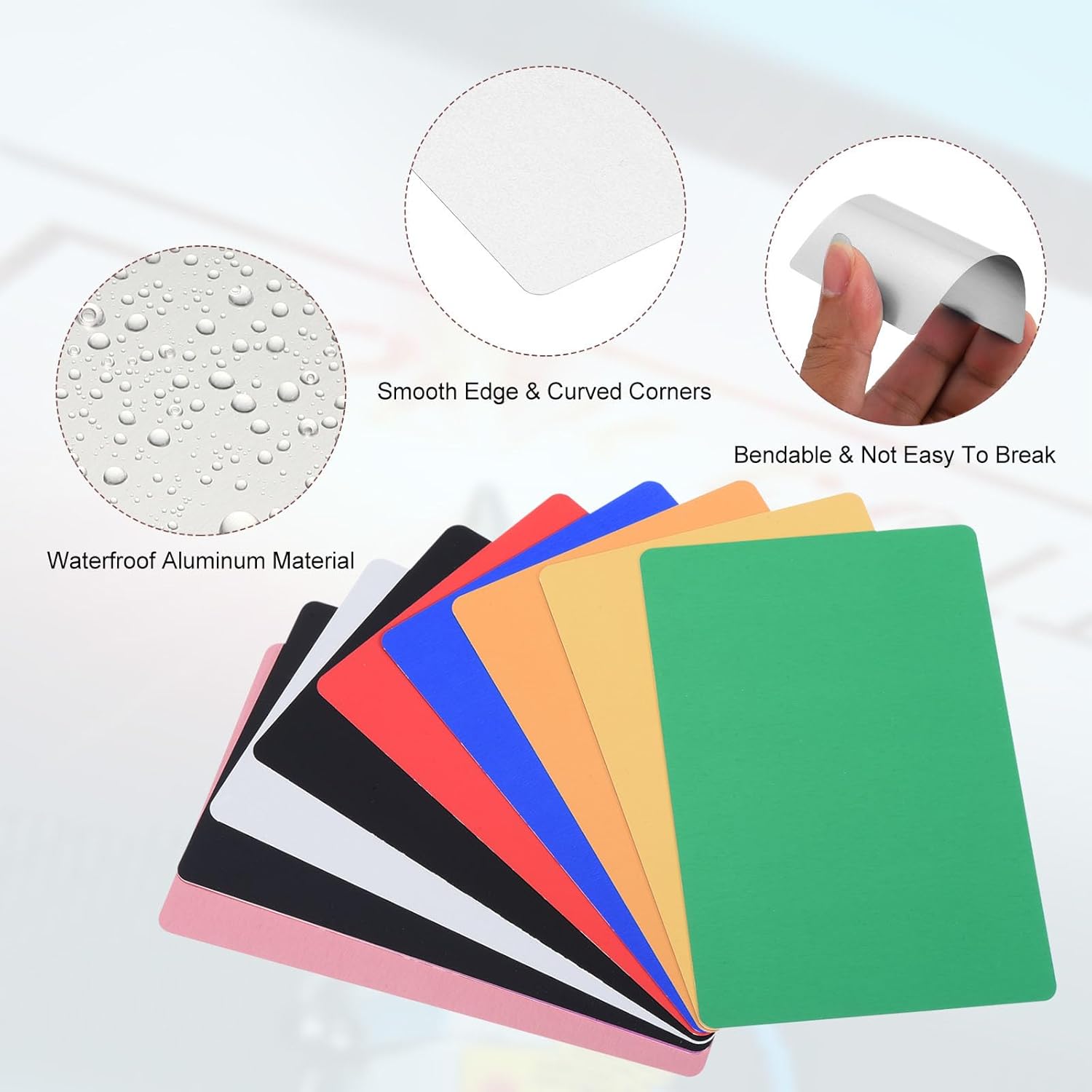PATIKIL 300 Pack Metal Engraving Business Cards Blank, 0.21mm Thick 3.4x2.1 Inch Aluminum Laser Engrave Printable Multicolor Name Card for Custom DIY, 10 Colors