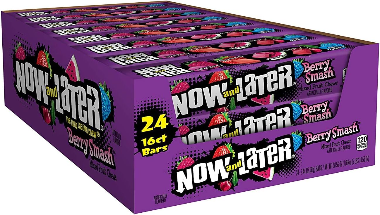 Now & Later Chewy Berry Smash Candy, 2.44 Ounce, Pack of 24