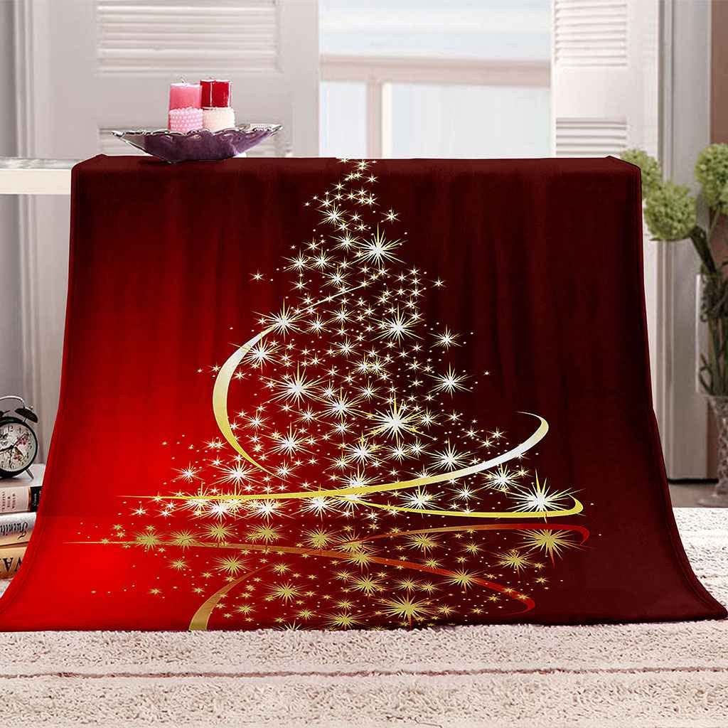Couverture plaid sapin de Noël rouge microfibre chaude douce lit canapé 130x150cm