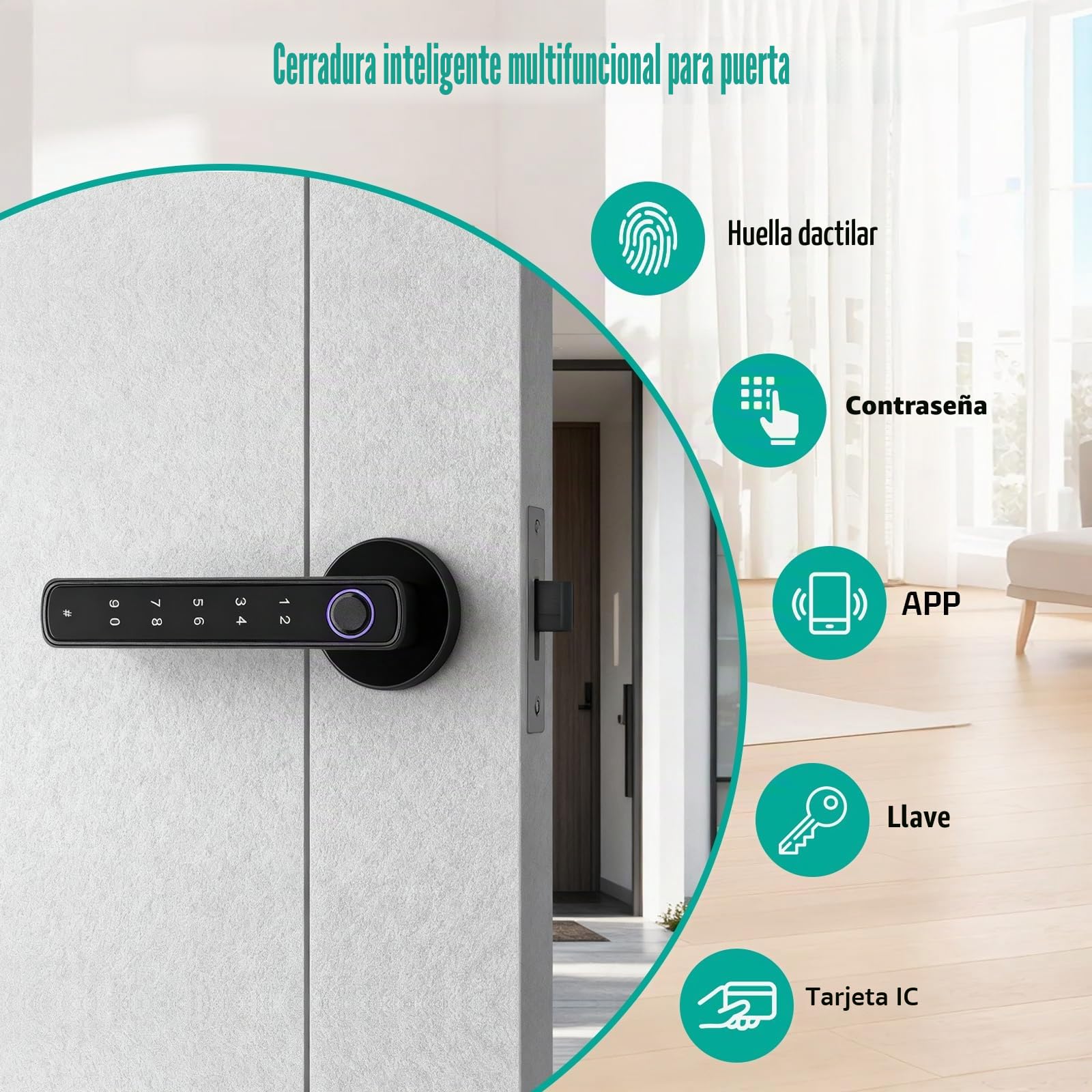 Cerradura Inteligente para Puertas, Cerradura Digital para Manija de Puerta