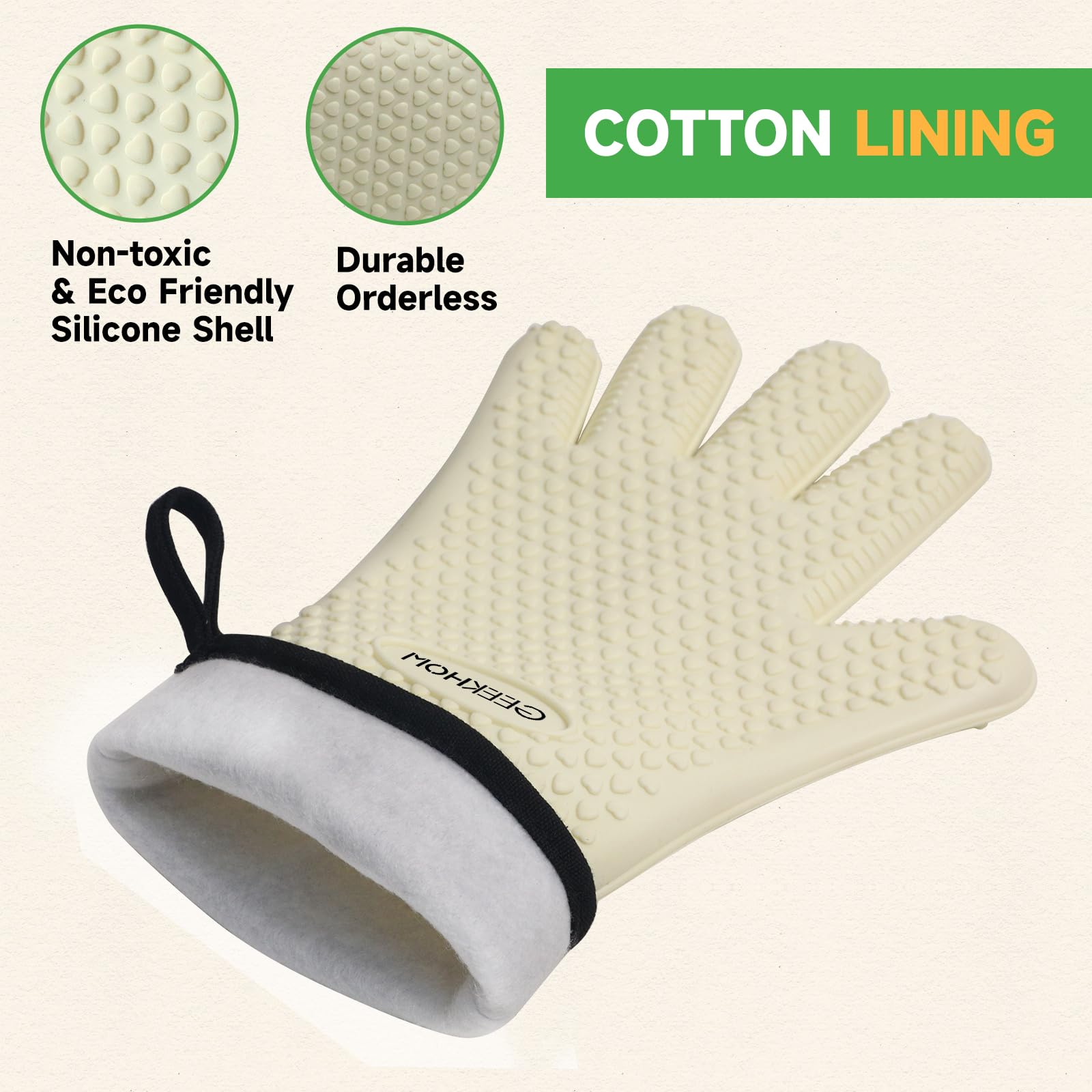GEEKHOM Guanti da forno, resistenti al calore, in silicone