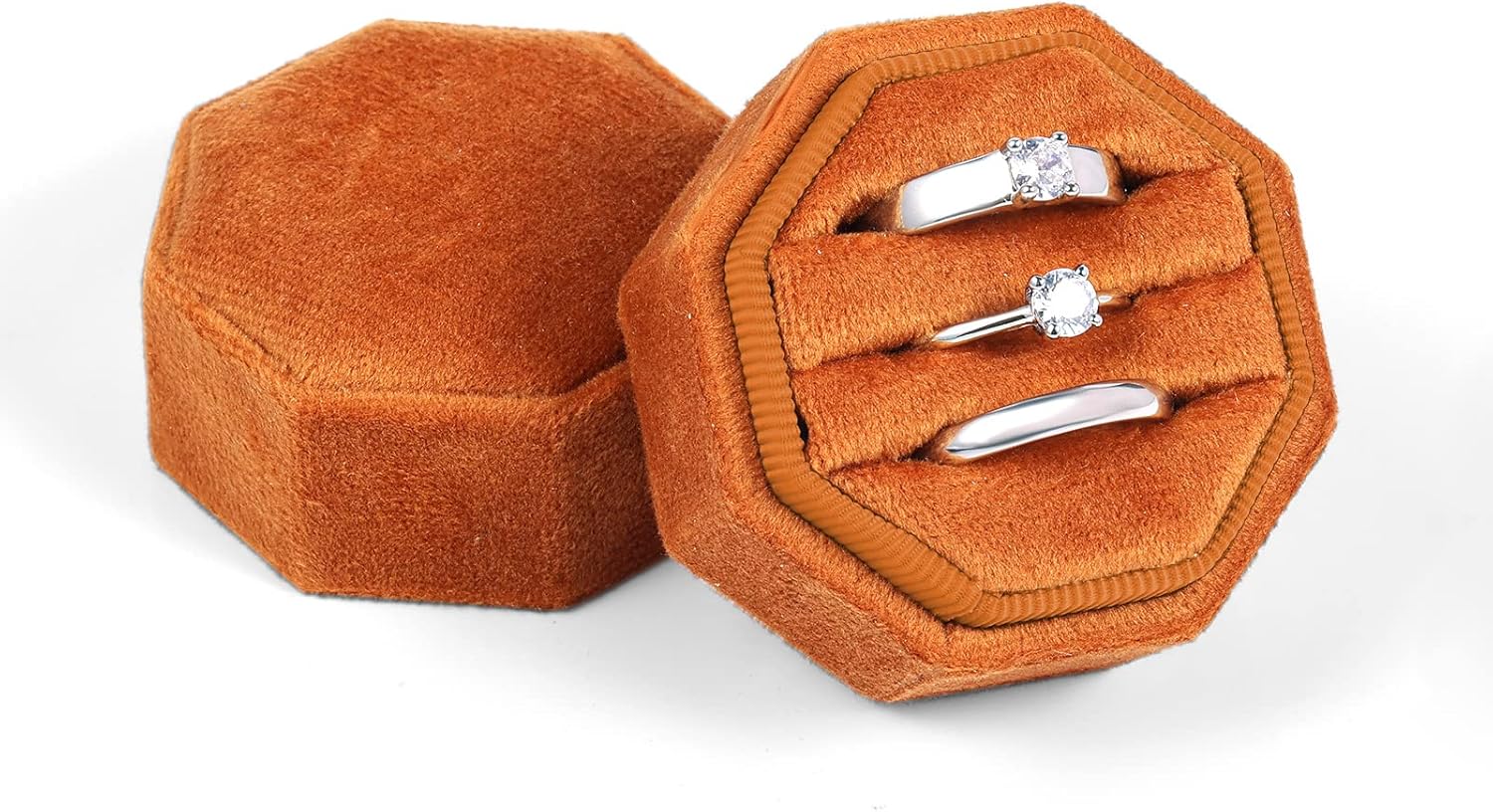 Amazon.com: Velvet Ring Box for Wedding Ceremony, Three Slots Octagonal ...