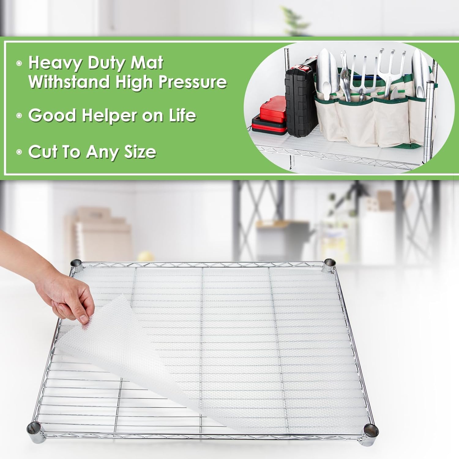 Shelf Liner for Wire Shelving. 18x197'', Easy to Cut. Thick/Waterproof/Non-Slip Non-Adhesive Stain-Proof for Clear Liner/Kitchen/Cabinet/Drawer