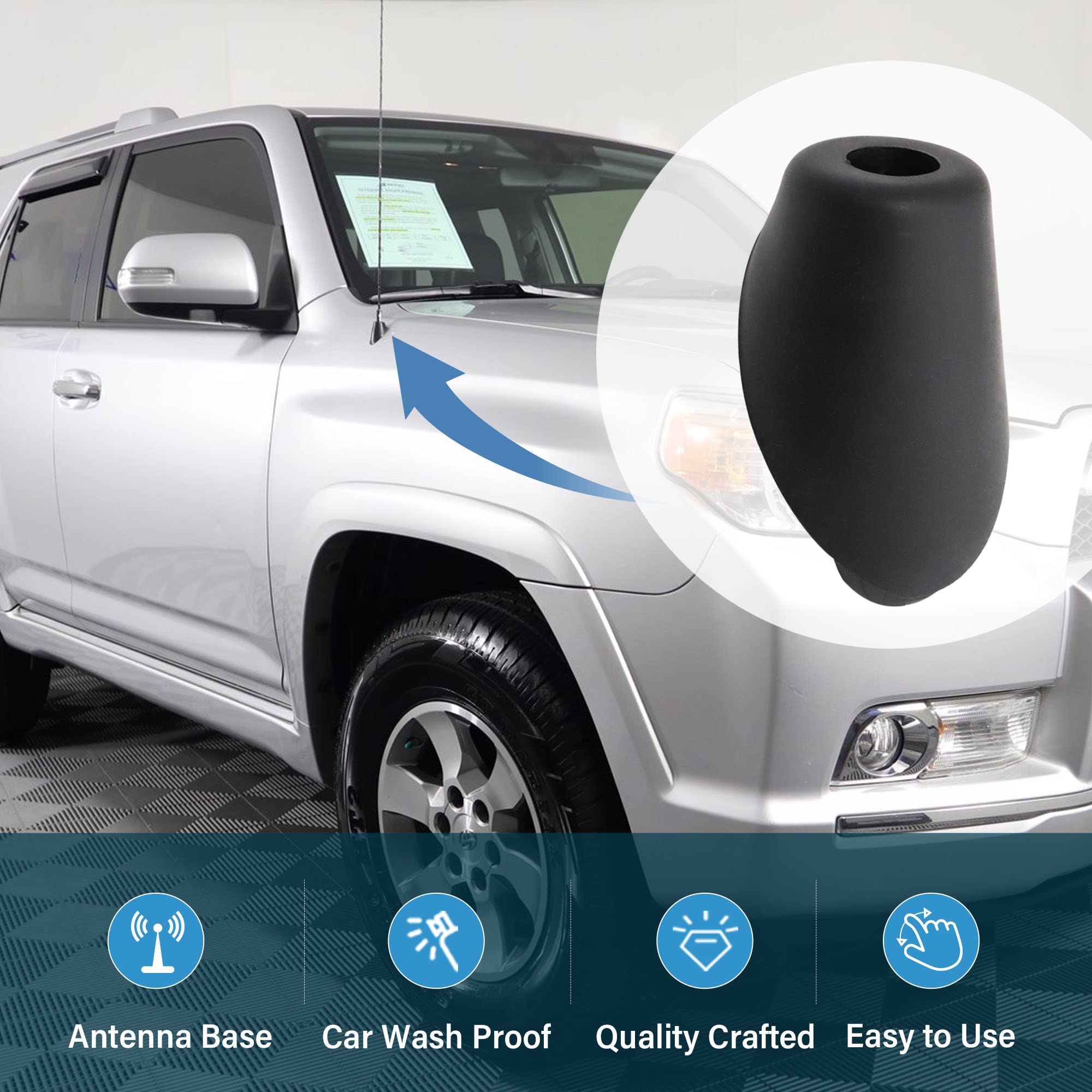 Anina 86392-35040 - Adorno de antena para Toyota 4 Runner 2010 2011 2012 2013 2014, bisel de goma para antena de radio de coche
