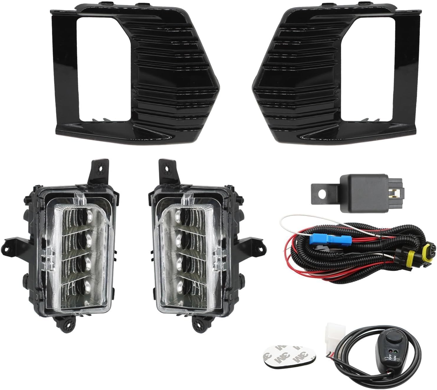 Pair Fog Lights Assembly Compatible with Yukon/Yukon XL 2021 2022 2023 Fog Lamps w/Wiring Harness & Switch & Bezels Driver & Passenger Side GM1039263 GM1038263