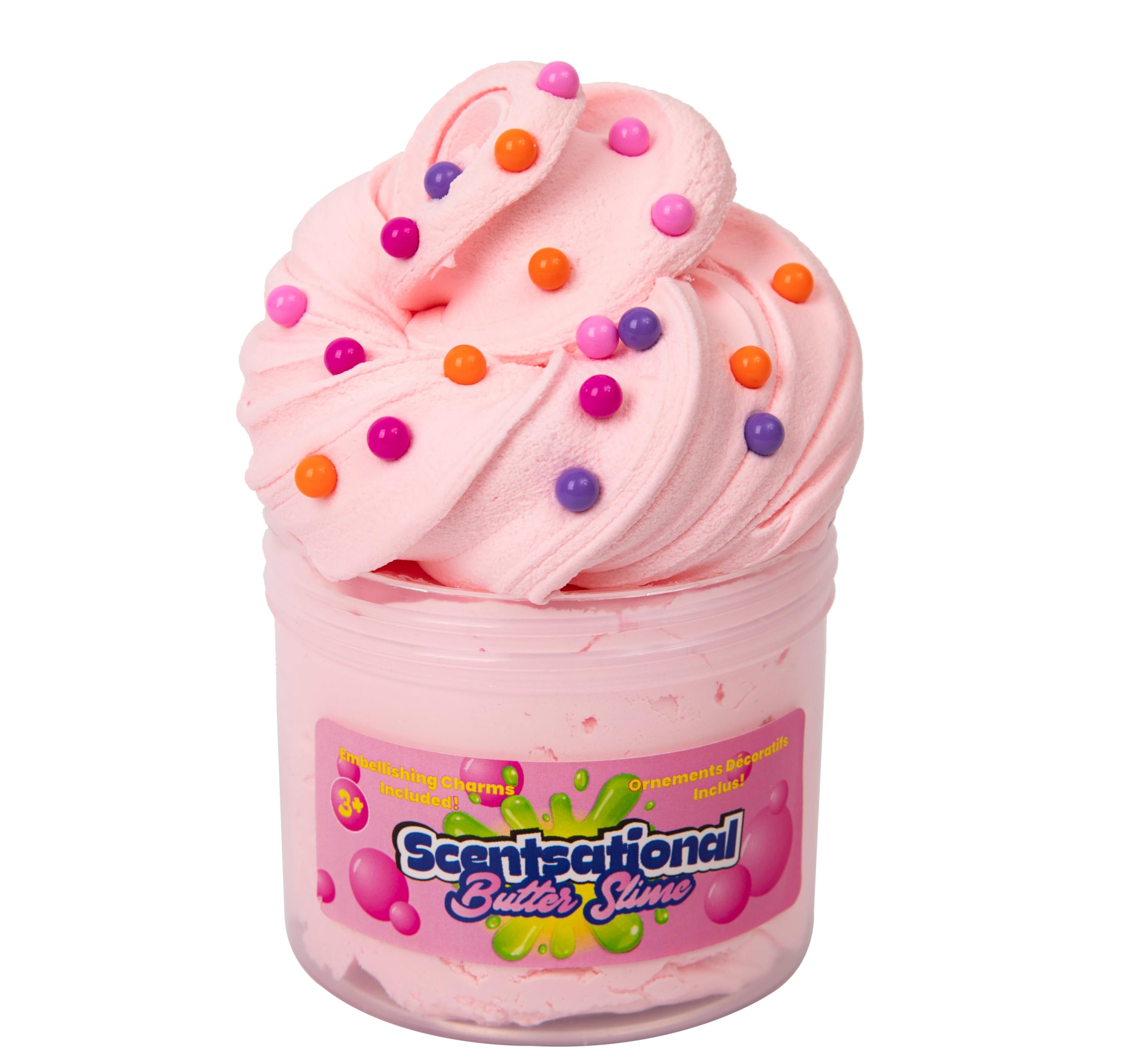 Scentsational Scented Butter Slime - Soft and Creamy Non-Sticky Butter Cloud Slimes Sensory Toy with Corresponding Scent and Decals for Girls and Boys (Pink Bubble Gum, 1 Pack)