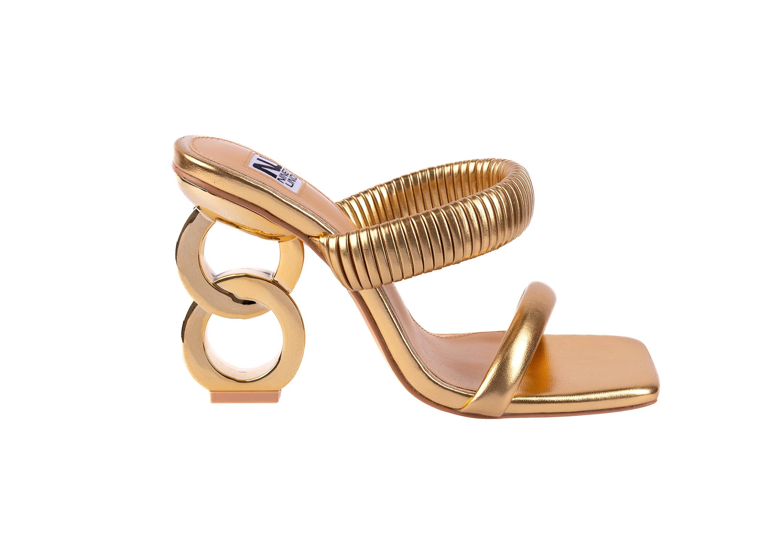 Ninety Union Raddle Metallic Heel Pleaded Two Band Slide