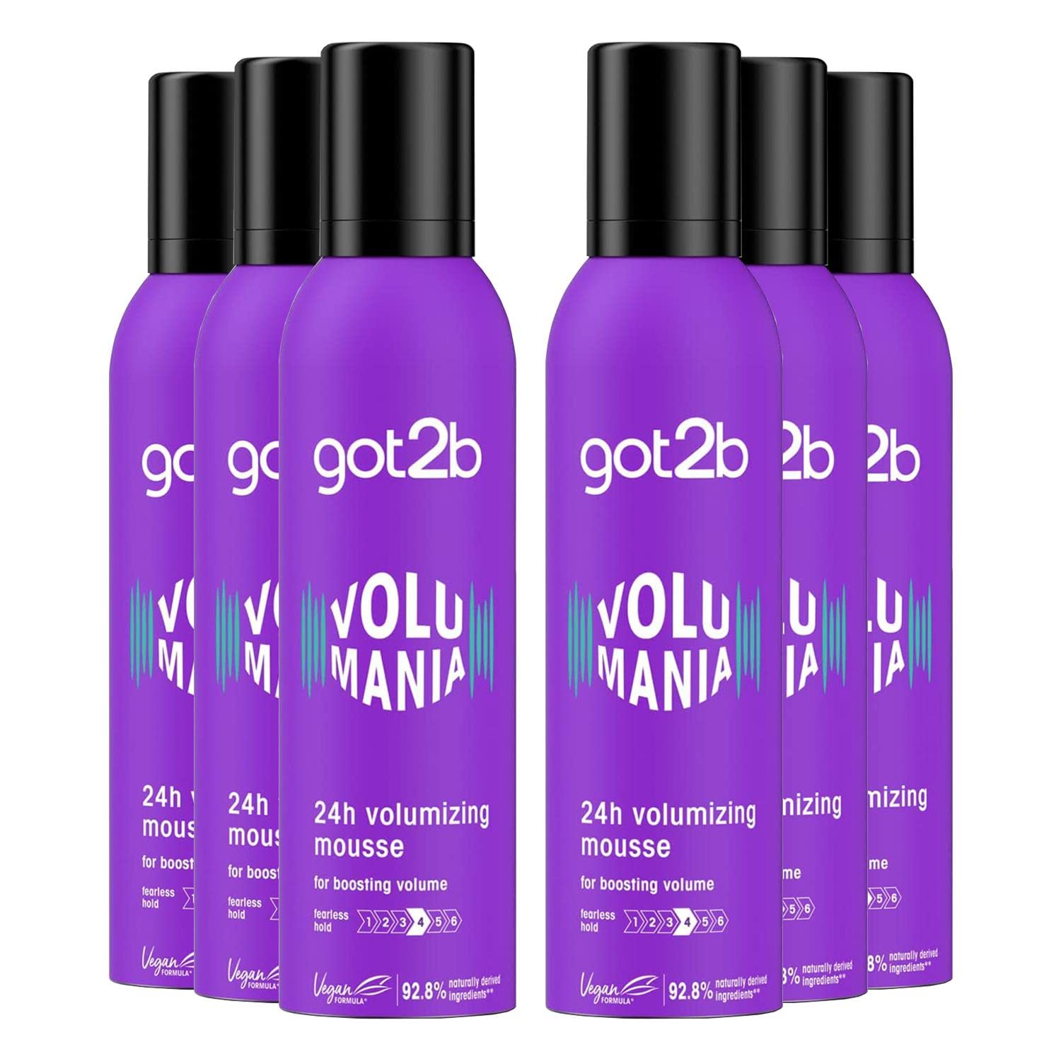 Schwarzkopf got2b Voulmanic Bodyfying Hair Mousse, Adds Thickness, Lift and Volume Boost to Your Hair, 250 ml, Pack of 6