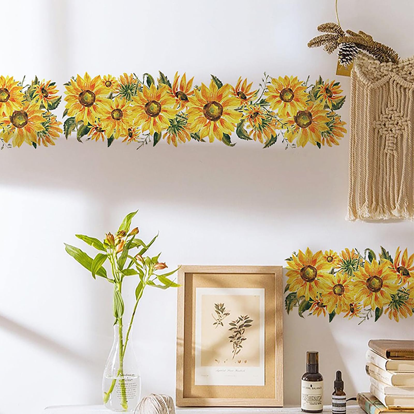 Sunflower Floral Wall Decals - Peel And Stick Removable Wall Stickers For Bedroom, Bathroom, Office
