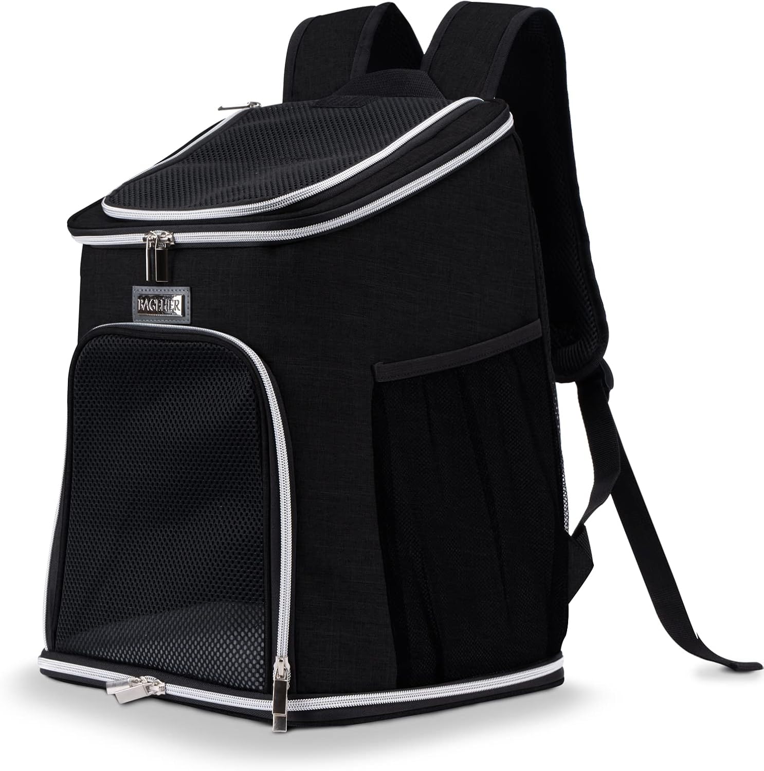 Compact Cat & Small Dog Backpack Carrier for Hiking & Travel, Black