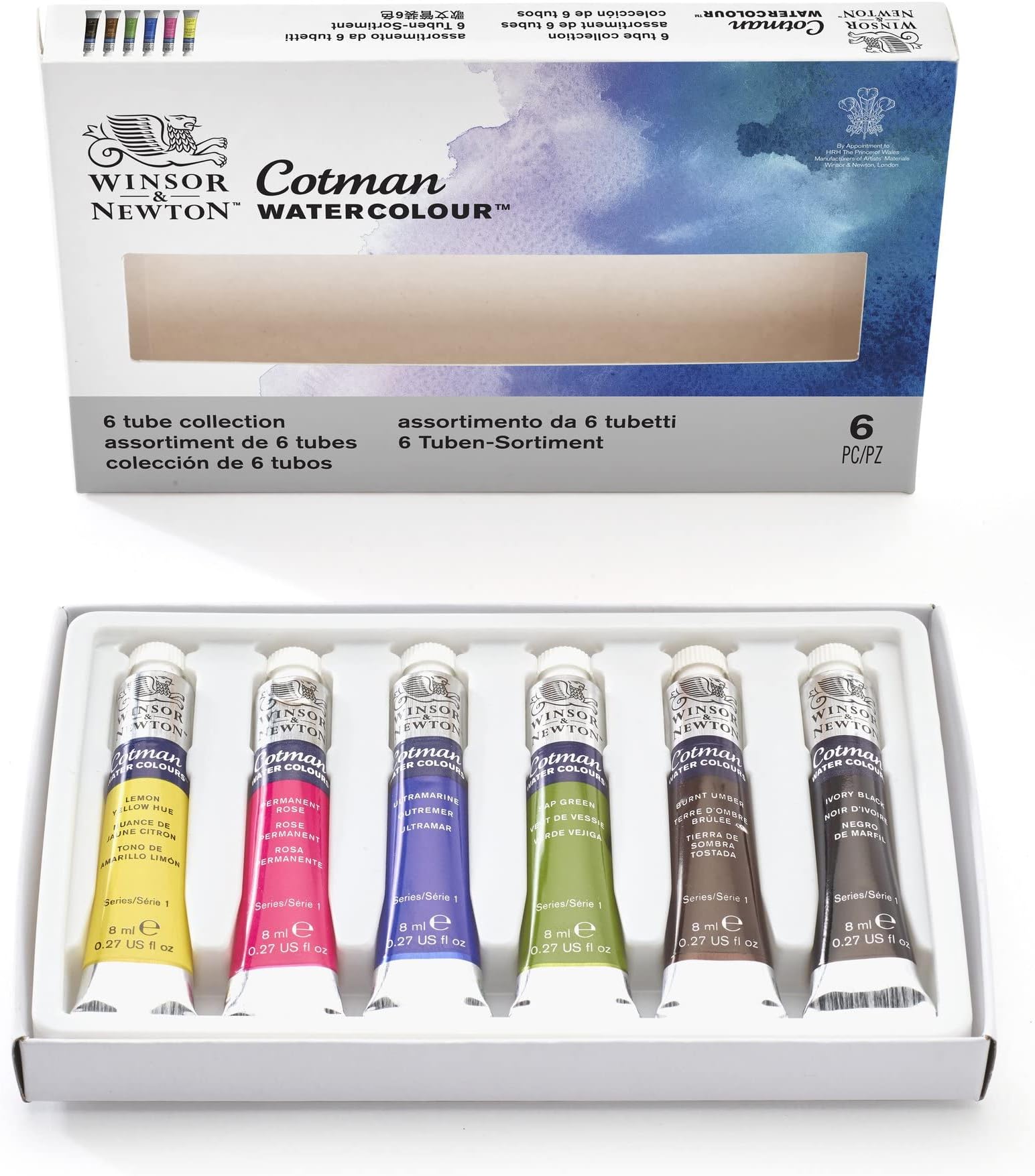 Winsor & Newton Cotman Water Color - 8ml, Set of 6 Tubes