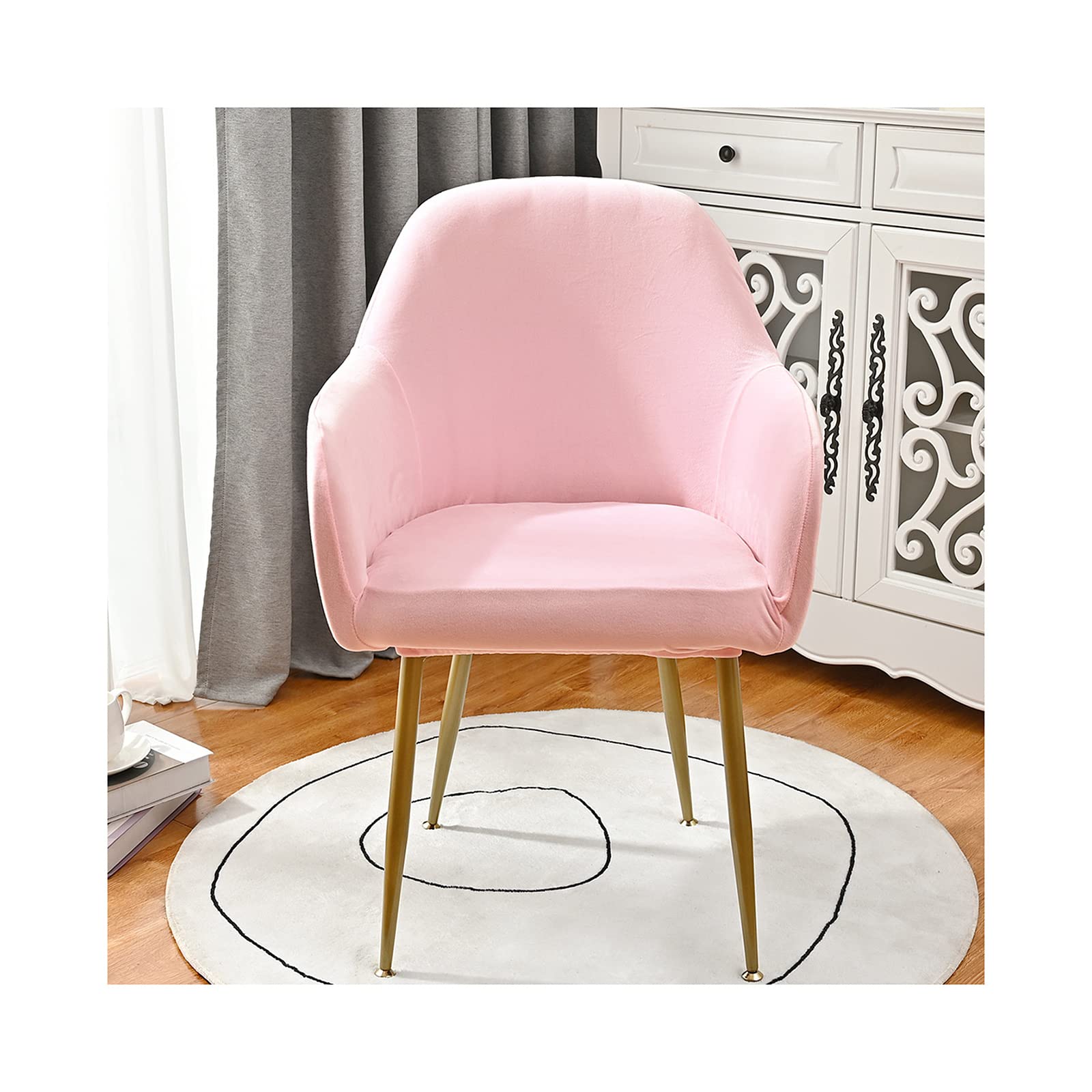 Housses de chaise de salle à manger élasthanes pour fauteuil incurvé E x4