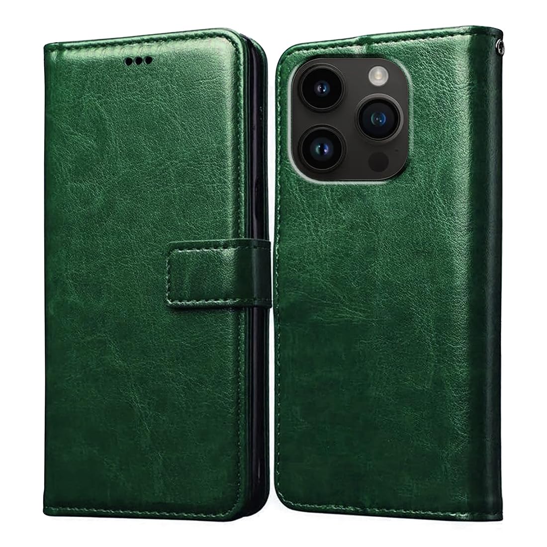 Casotec Flip Cover for Apple iPhone 14 Pro Max | Premium Leather Finish | Inbuilt Pockets & Stand | Flip Case for Apple iPhone 14 Pro Max (Green) (B0C1K19FLK) Amazon Price History, Amazon Price Tracker