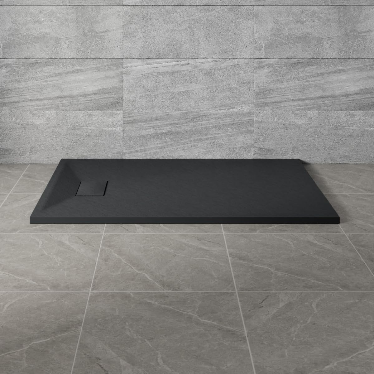 NRG 1200x800mm Black Non-Slip SMC Rectangle Bathroom Shower Tray