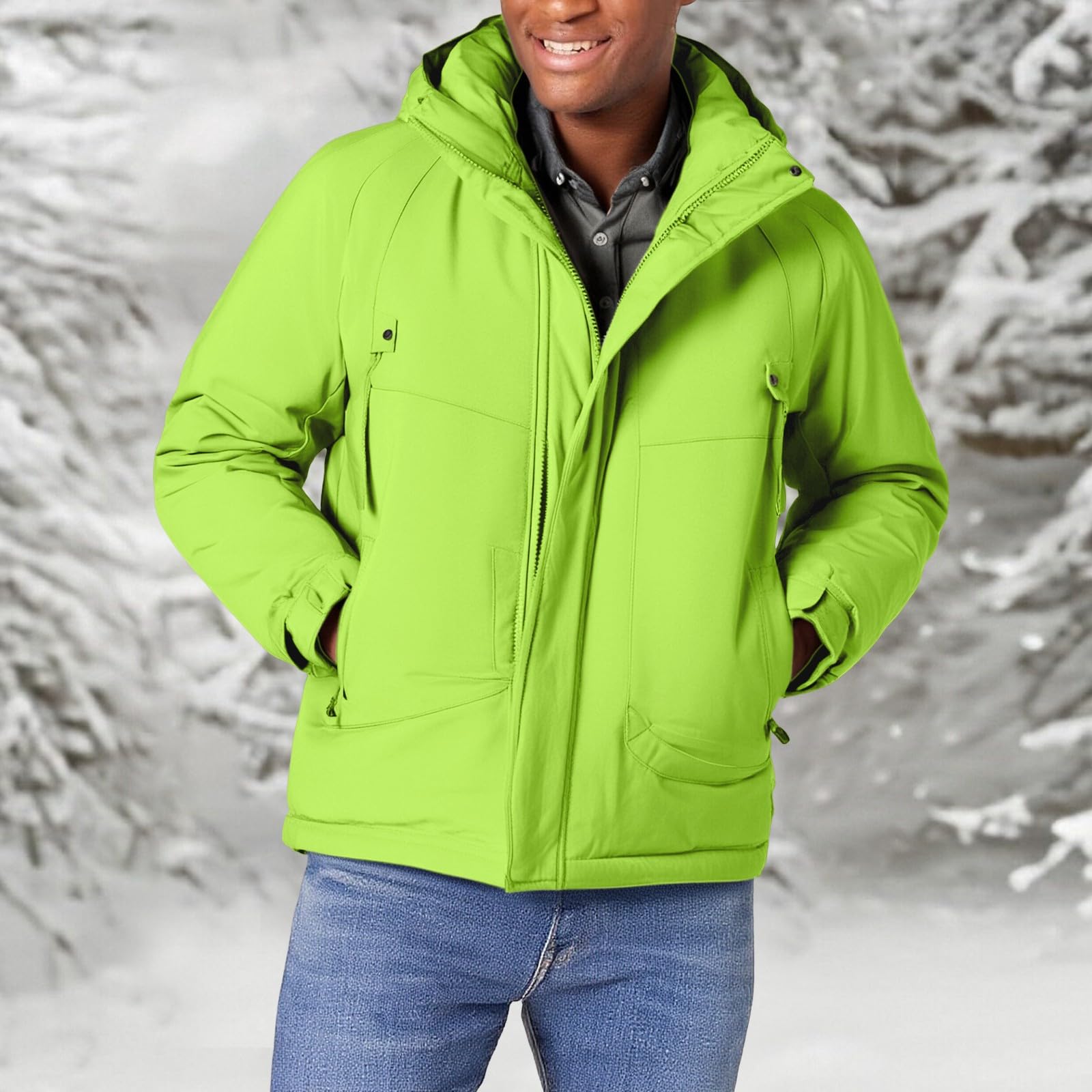 Giacche impermeabili da uomo con cappuccio Giacche da trekking da uomo giacca antivento imbottita ispessita giacca antivento autunno/inverno giacca da esterno con tasche con cerniera cappotti casual