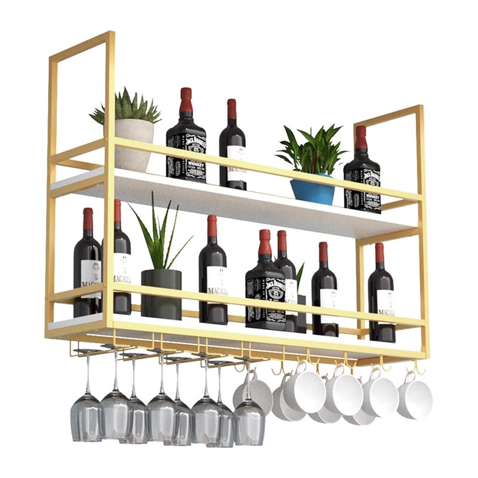 Support à verres à vin suspendu pour un apéritif convivial au-dessus de l'îlot