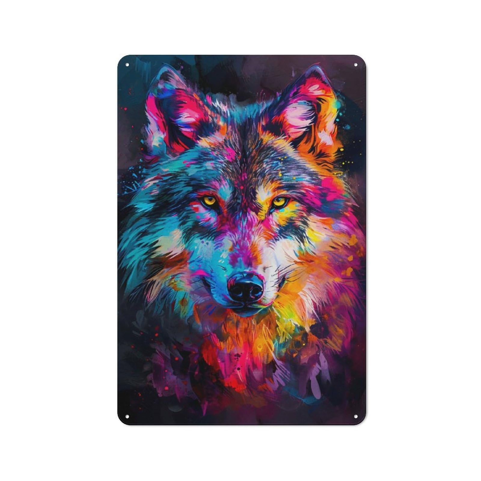 Junmoney Expressive Wolf Vintage Tin Sign 30X20cm Featuring For Workshop Wall, Gift For Metal Sign Collectors During The Christmas Season