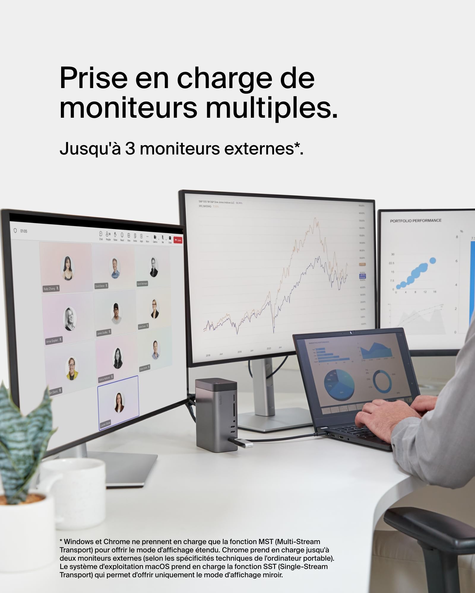 Belkin Hub GaN USB-C 11-en-1 Dock Pro (150 W, Station d'accueil multiport avec Port USB-C, USB-A, Ethernet, SD, Micro SD, 3,5 mm, HDMI 4K, pour Affichage Triple, Compatible avec MacBook Pro, etc.)