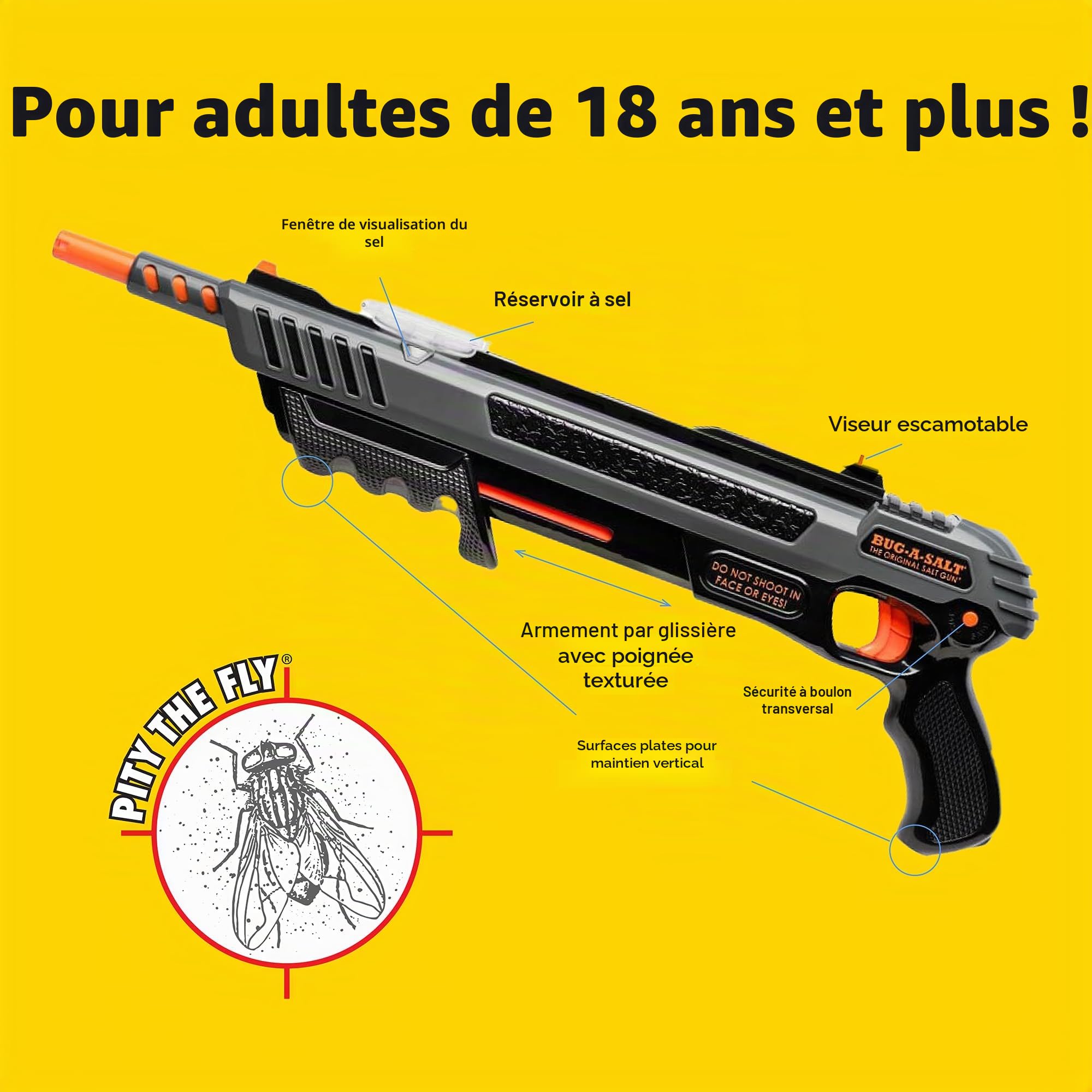 Bug-A-Salt 3.0 Black Fly Edition Pistolet à sel anti-mouches et insectes