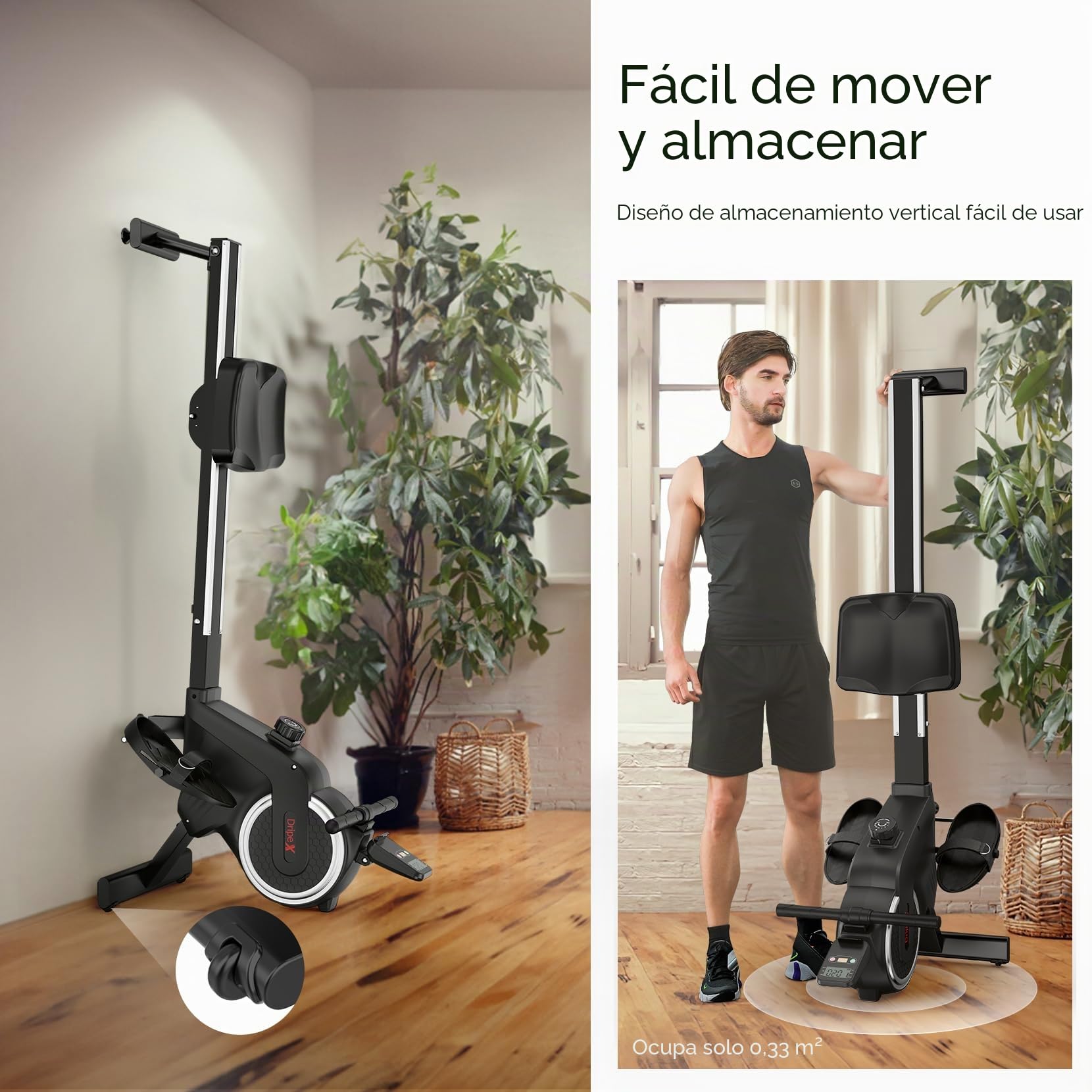 Dripex Máquina de Remo para Casa, Máquina de Remo Magnética Silenciosa con Riel de Aluminio, 16 Niveles de Resistencia, Pantalla LCD, App Compatible, Fitness y Entrenamiento Cardio