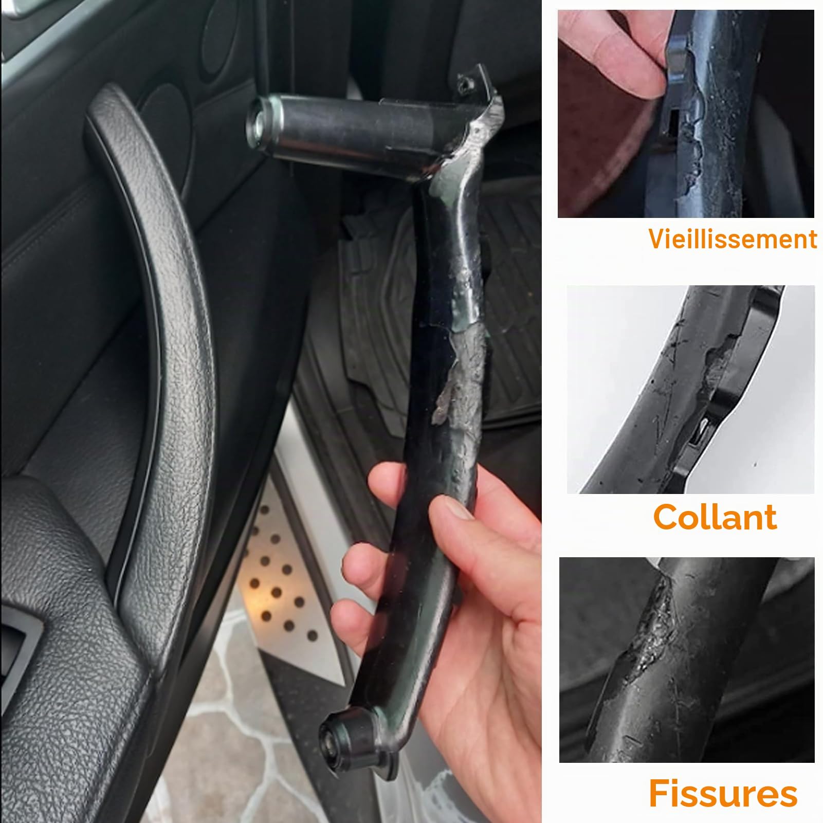 3 PCS Compatible avec Poignee bmw X5 E70 2008-2013,X6 E71/E72 | Poignee de Porte Interieur Gauche + Poignée Droite X5 E70/X6 E71 E72 Poignee Interieure-Noir