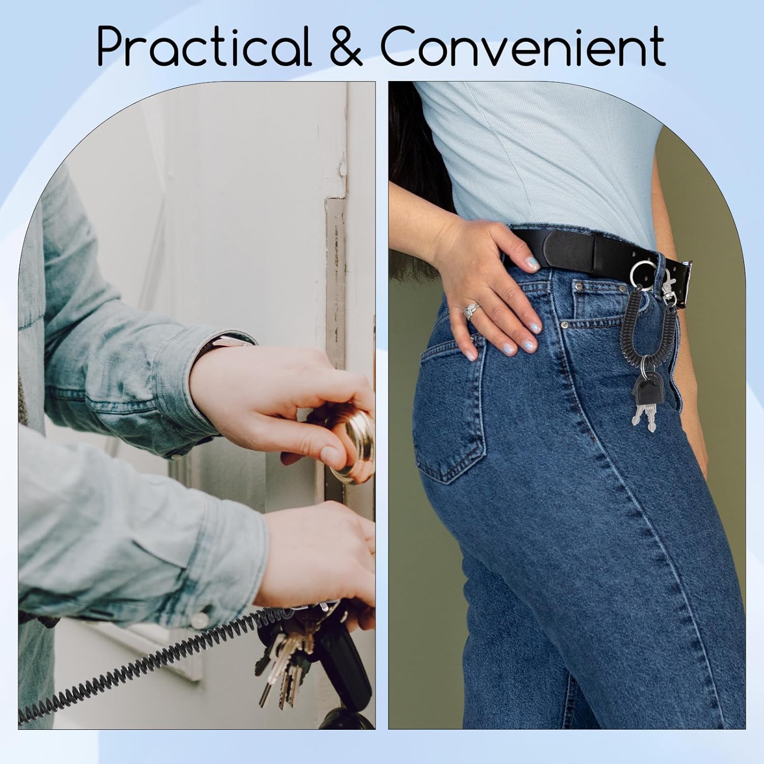 4 Pcs Retractable Spring Coil Keychain, Stretchy Lanyard with Keyring Lobster Clasp Keychain, Theftproof Anti-Lost Stretch Cord Safety Key Ring for Wallet Chain Keys Cellphone - Image 4