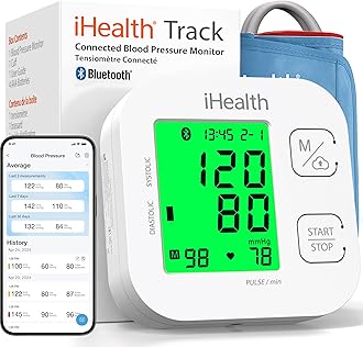 Track Smart Upper Arm Blood Pressure Monitor with Wide Range Cuff That fits Standard to Large Adult Arms, Bluetooth Compatible for iOS & Android Devices
