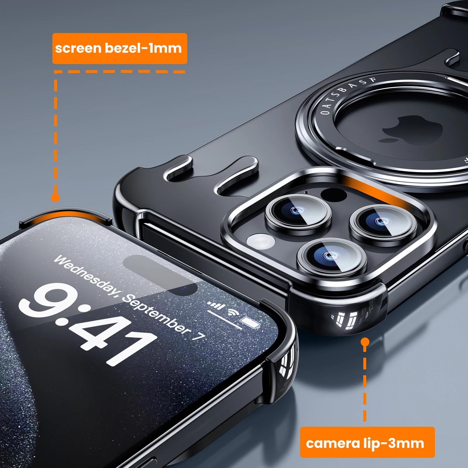 Amazon.co.jp: iPhone 15 Pro Max用メタルフレームレスケース、MagSafe 
