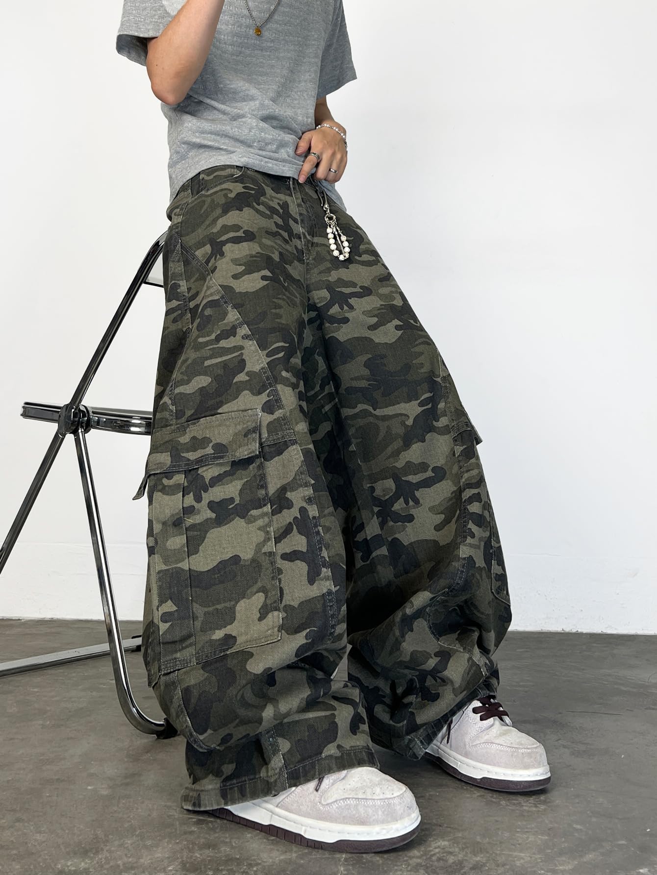 Baggy Barrel Jeans da uomo Pantaloni larghi Jeans con vestibilità ampia Y2K Hip Hop Streetwear