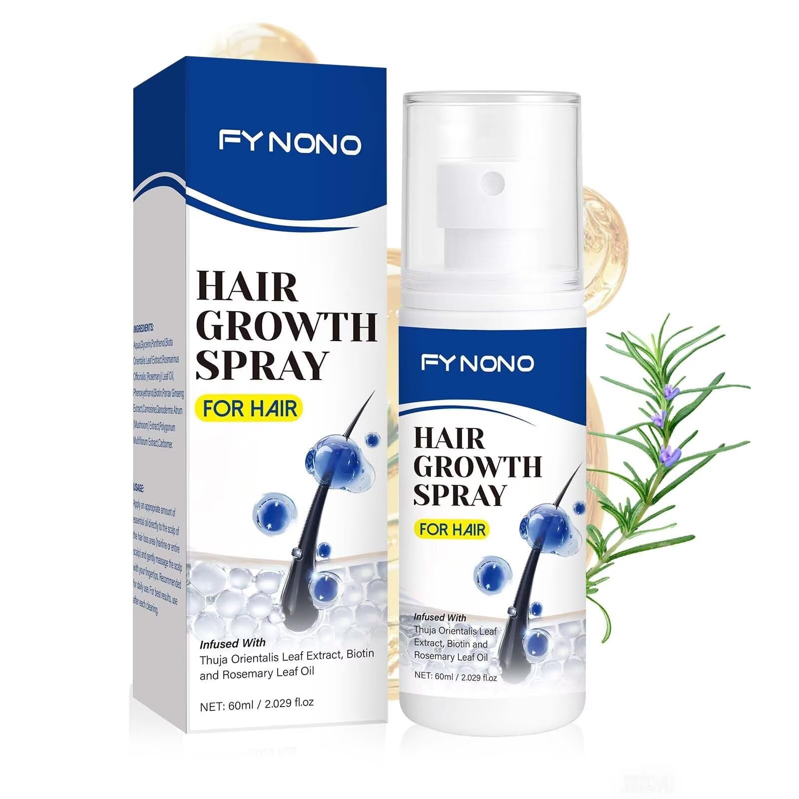 Biotin Rosemary Hair Growth Spray,For Thinning Hair 2.03 Fl Oz (Pack of 1)