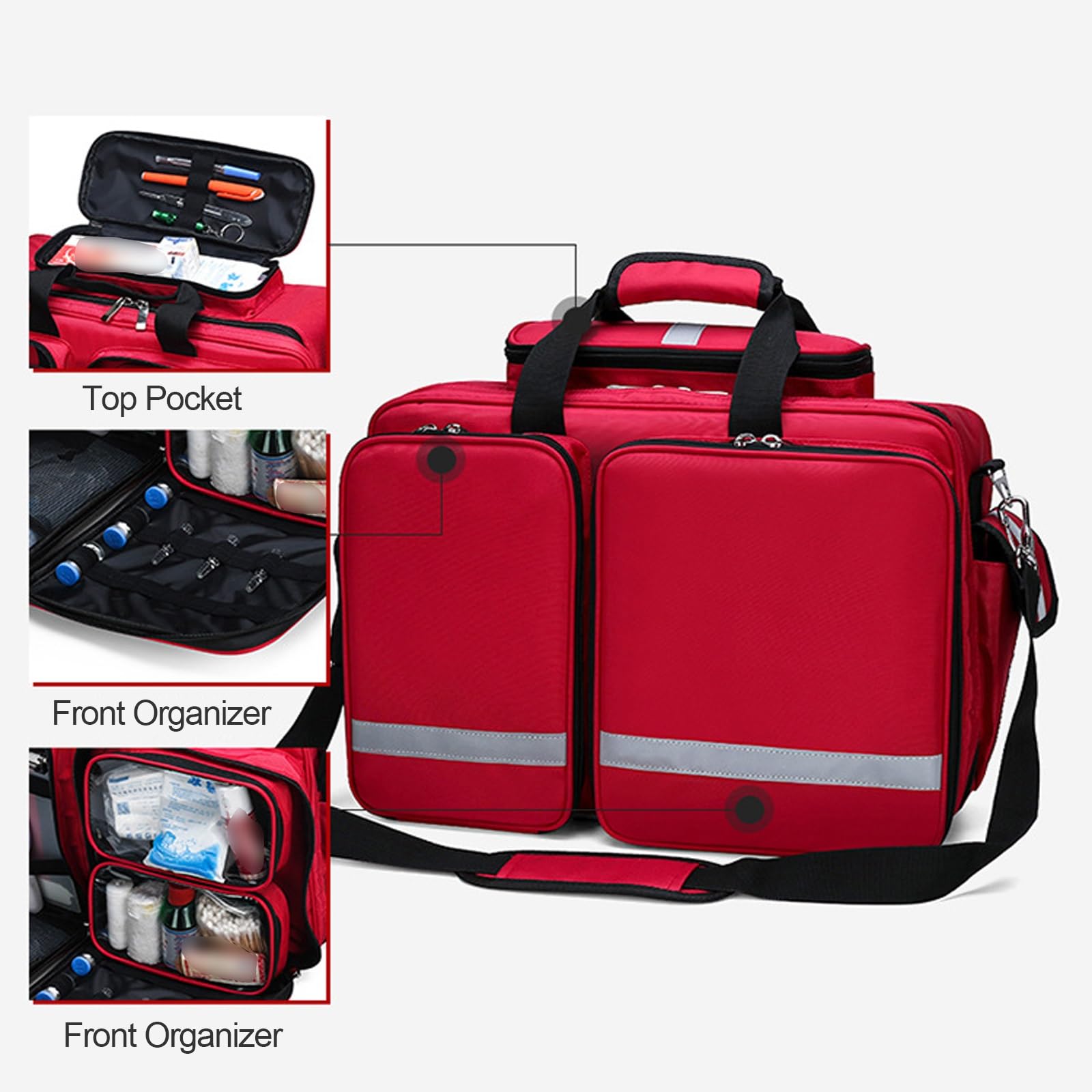 Botiquín De Primeros Auxilios Portátil De Gran Capacidad,Reflectante De Seguridad, Multicapa,Ideal For Rescate Médico,Médicos, Senderismo Y Emergencias Al Aire Libre(Navy blue)