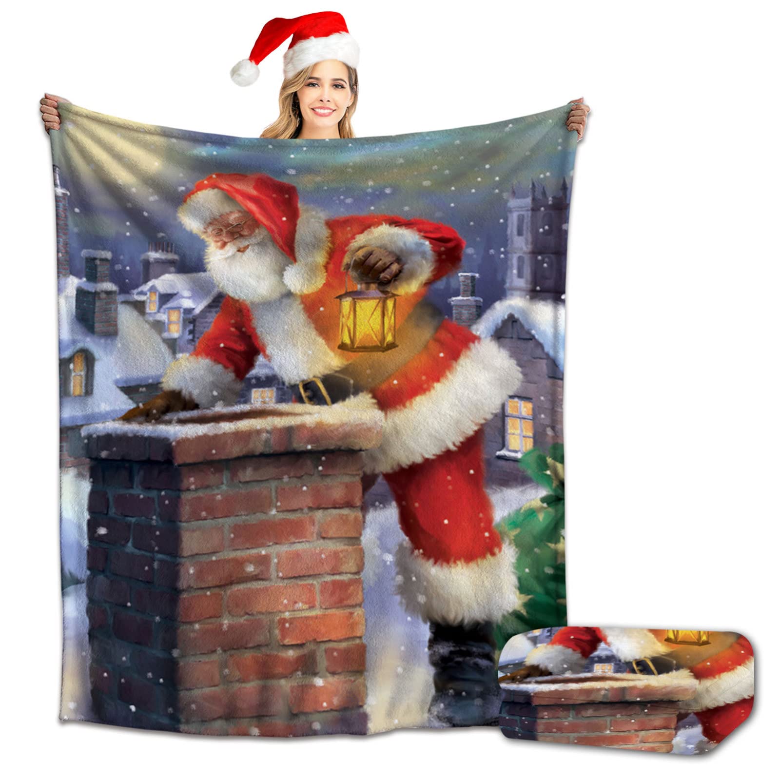 RDJSHOP Manta Navidad Feliz Navidad, Manta Navideña de Franela Santa Manta Mullida Ultra Suave y Acogedora para la Decoración del Hogar, Vacaciones de Invierno,Style5-150x220cm