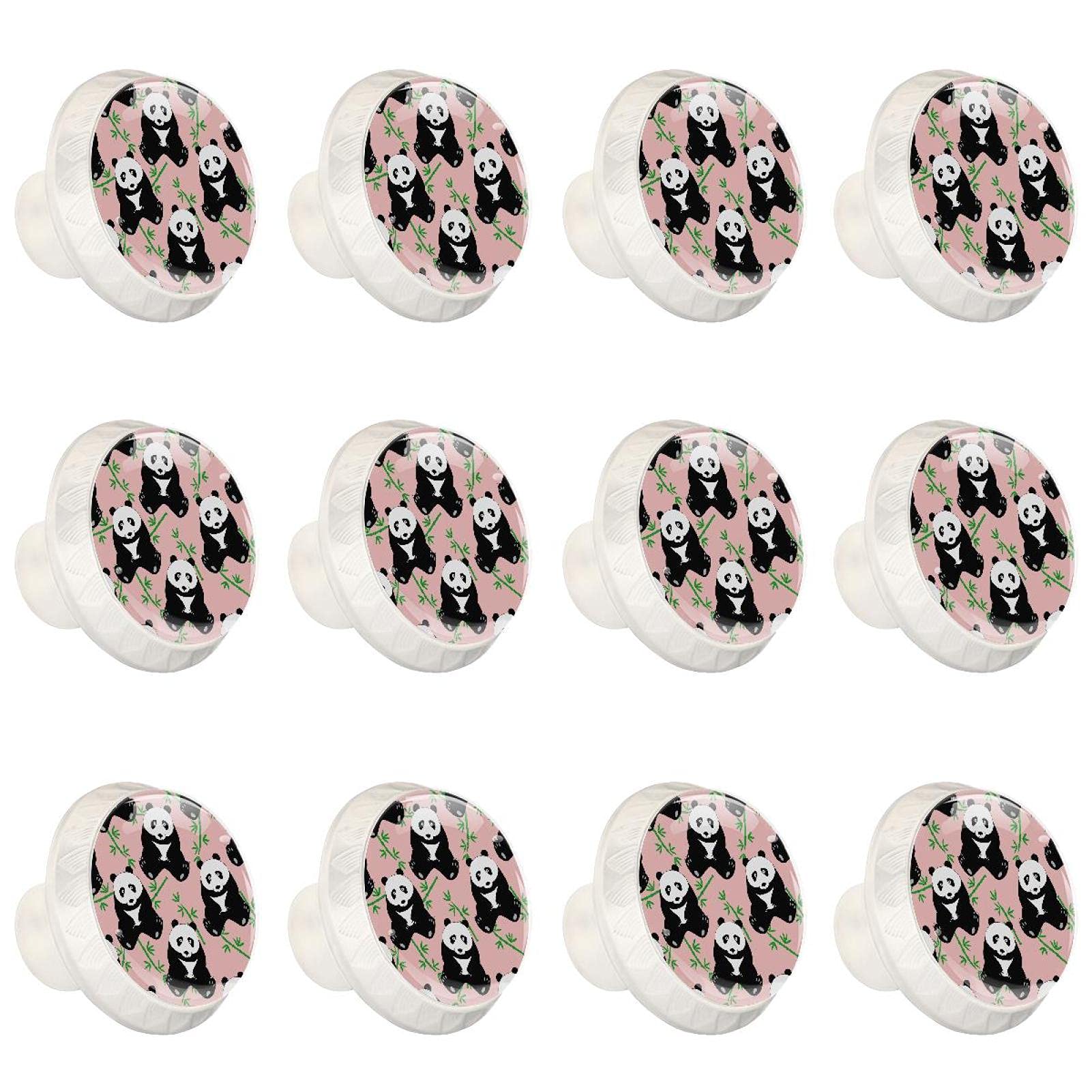Boutons d'armoires de cuisine poignées tiroir placard commode ronds motif panda rose x12