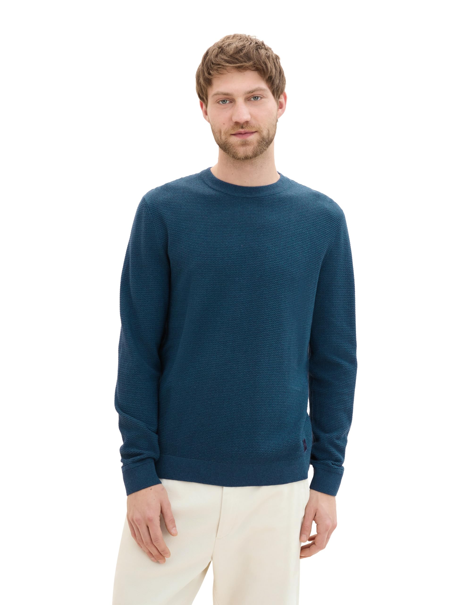 TOM TAILOR Herren Crewneck Strickpullover aus Baumwolle