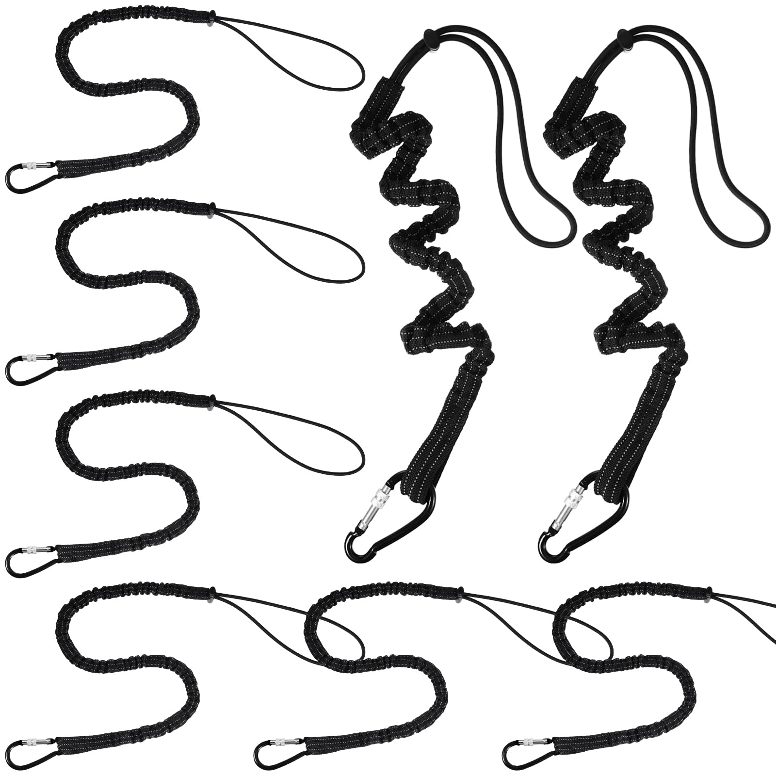 LEIFIDE 8 Pcs Tool Lanyard Standard Length Safety Tool Leash 17.6lb 8kg Tough Adjustable Fall Protection Tether with Aluminum Screw Lock Buckle, Shock