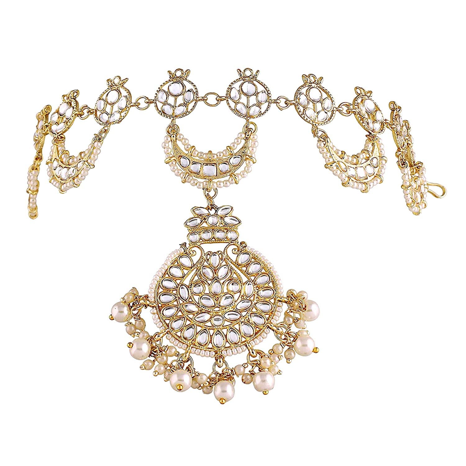I Jewels 18k Gold Plated Traditional Floral Kundan Pearl Studded Rajasthani Sheeshphool/SheeshPatti for Women (T2065W) (B09RQTQM6D) Amazon Price History, Amazon Price Tracker
