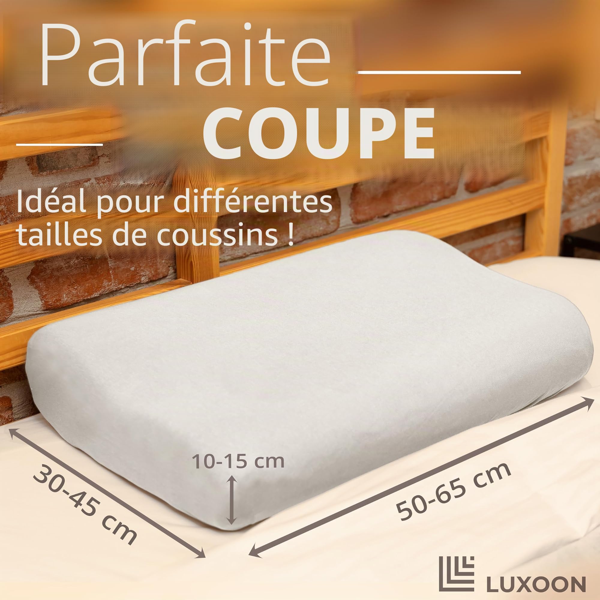 Lot de 2 housses de coussin pour santé - 95% coton/5% élasthanne, respirantes et douces, lavables, 30-45 x 50-65 cm, blanc