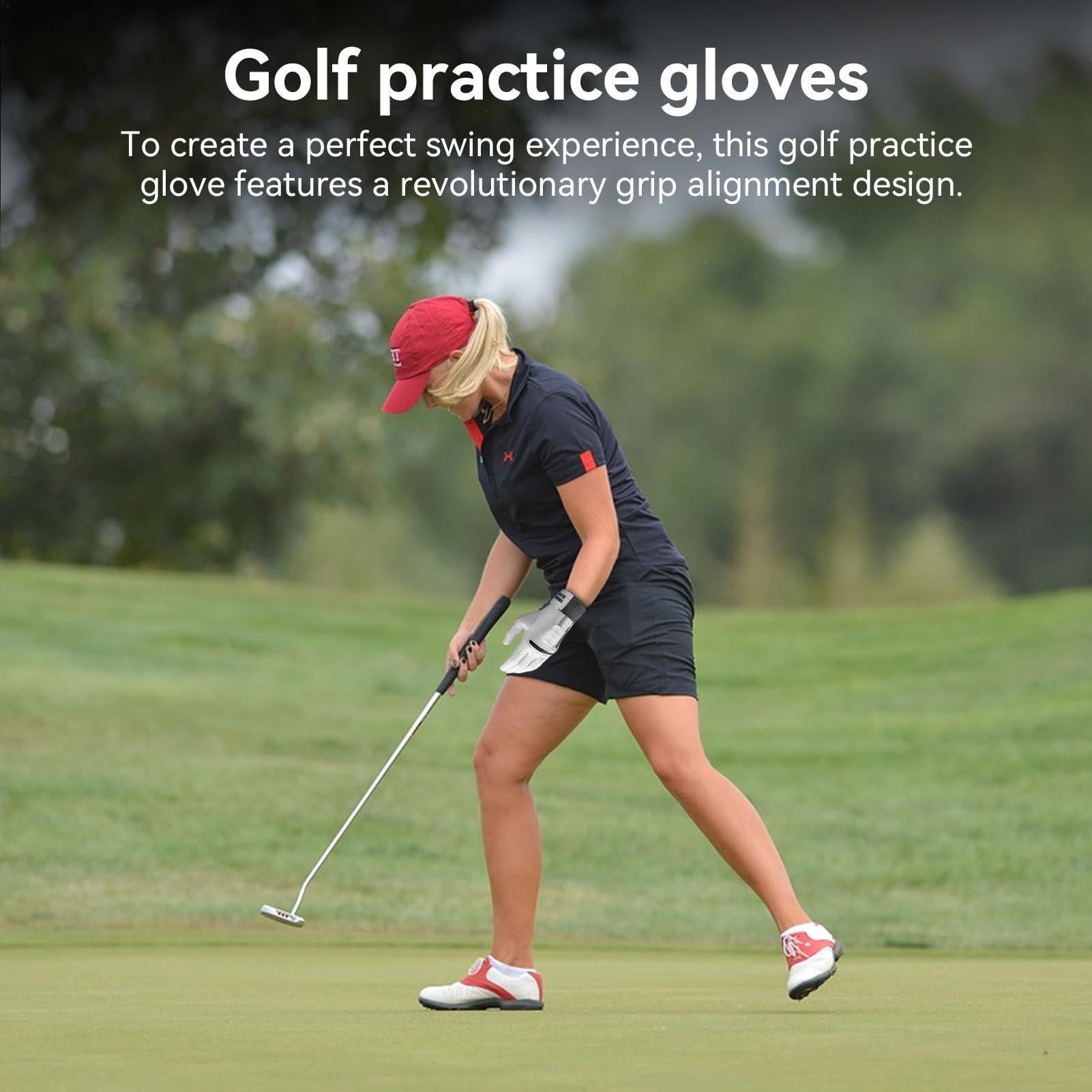 Guanti da golf da allenamento: attrezzatura da golf lavabile in lavatrice, strumento di pratica di golf in silicone antiscivolo | Guanti da polso da golf resistenti all'usura 2 in 1,