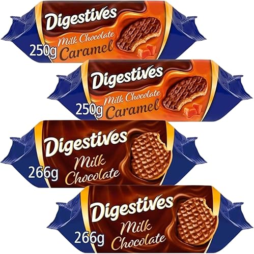 Biscuit Bundle With McVities Milk Chocolate Digestives x2 266g & Milk Chocolate Caramel Digestives x2 250g (4 Pack)