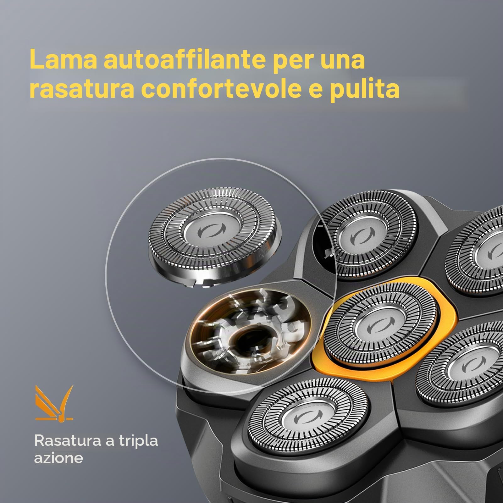DOAO Rasoi da uomo con testina di ricambio, testa rasatrice calva con testina di ricambio Wet Dry
